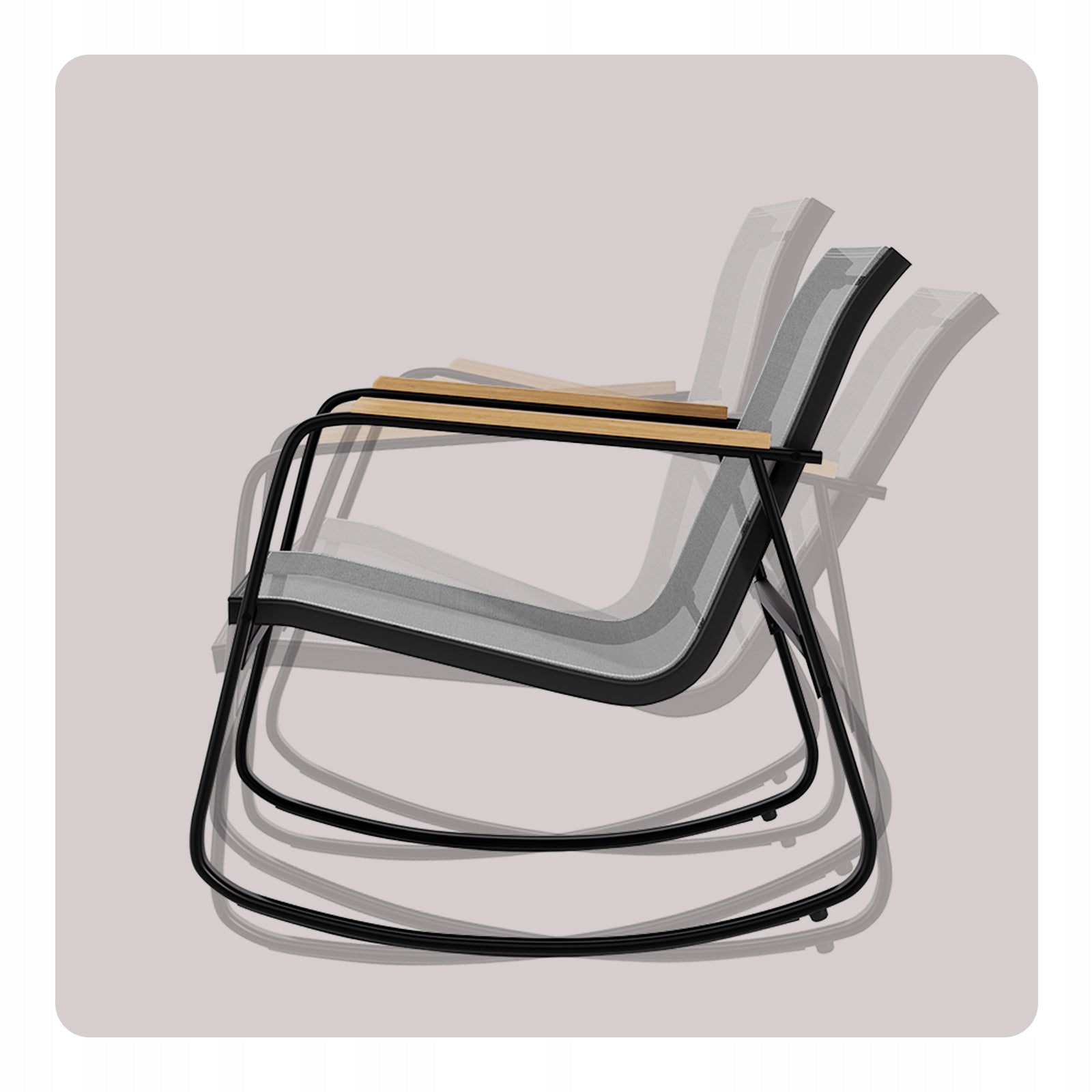 Zestaw mebli ogrodowych BEALIFE 3-częściowy bujane mesh, czarny WR218 Set contents armchair low coffee table