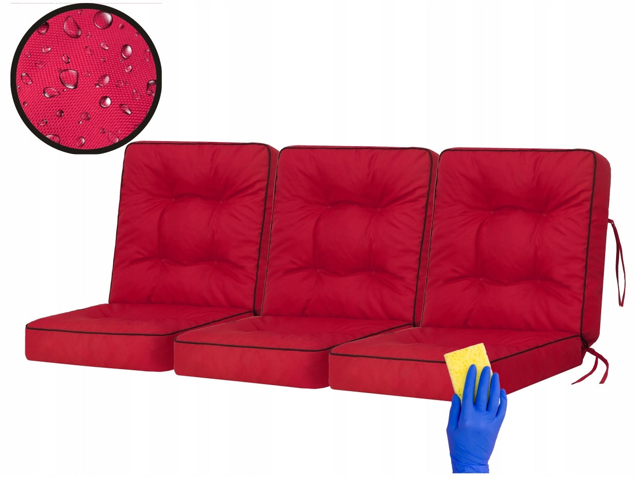 3-jų pagalvių komplektas supynėms Hobbygarden Venus 180 cm, raudonas