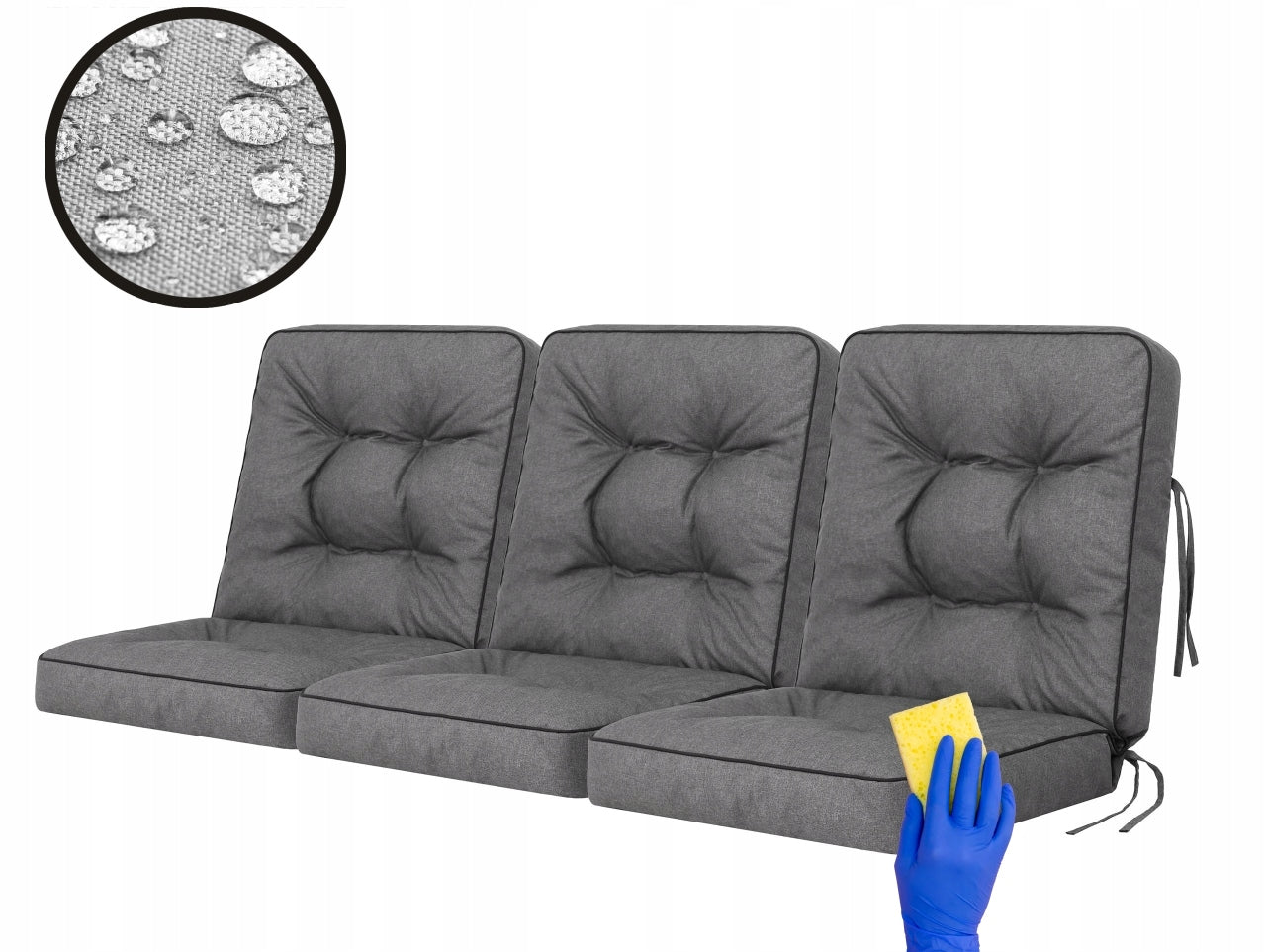 3-jų pagalvių komplektas sūpynėms Hobbygarden Venus 180 cm, pilkas