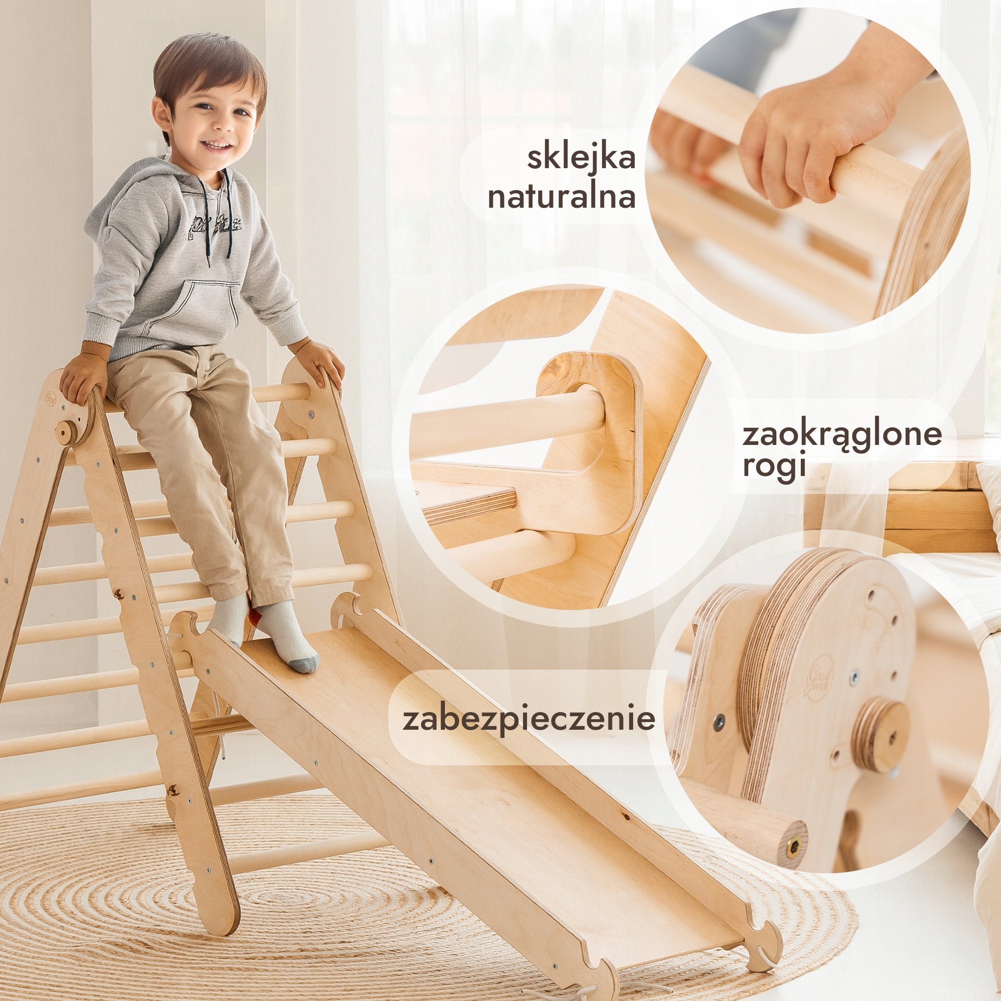 Zestaw wspinaczkowy Montessori 6-w-1 dla dzieci w wieku od 1 do 5 lat Kind wooden