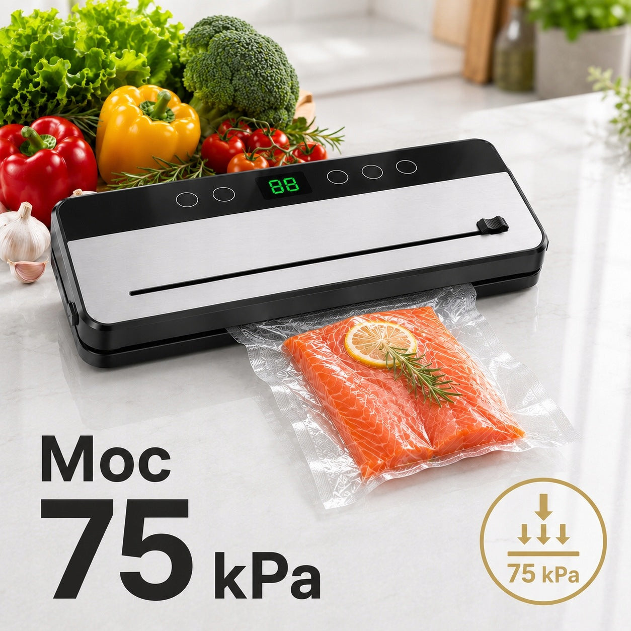 Zgrzewarka próżniowa do żywności pakowarka 120W 75kPa 10 worków
