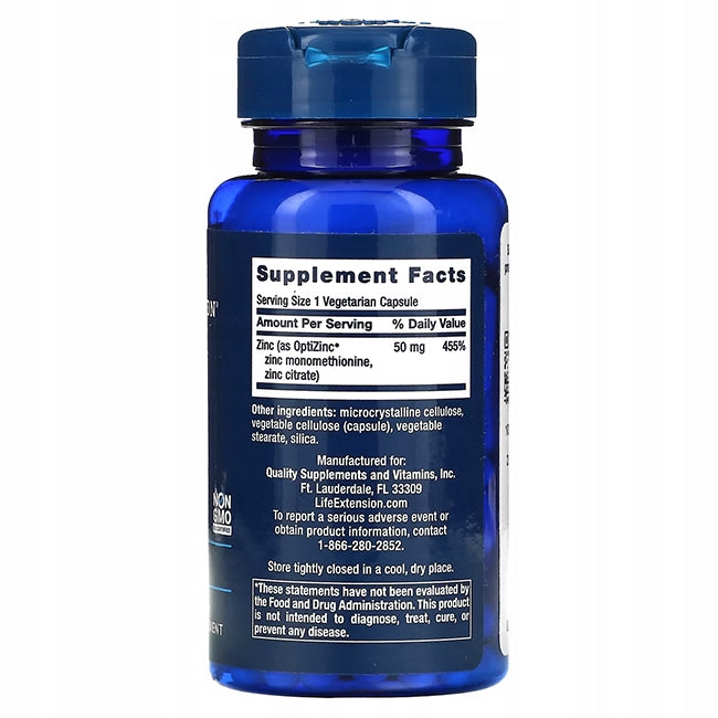 Zinc 50 mg 90 vege kaps RESISTANCE Life Extension Packaging status original
