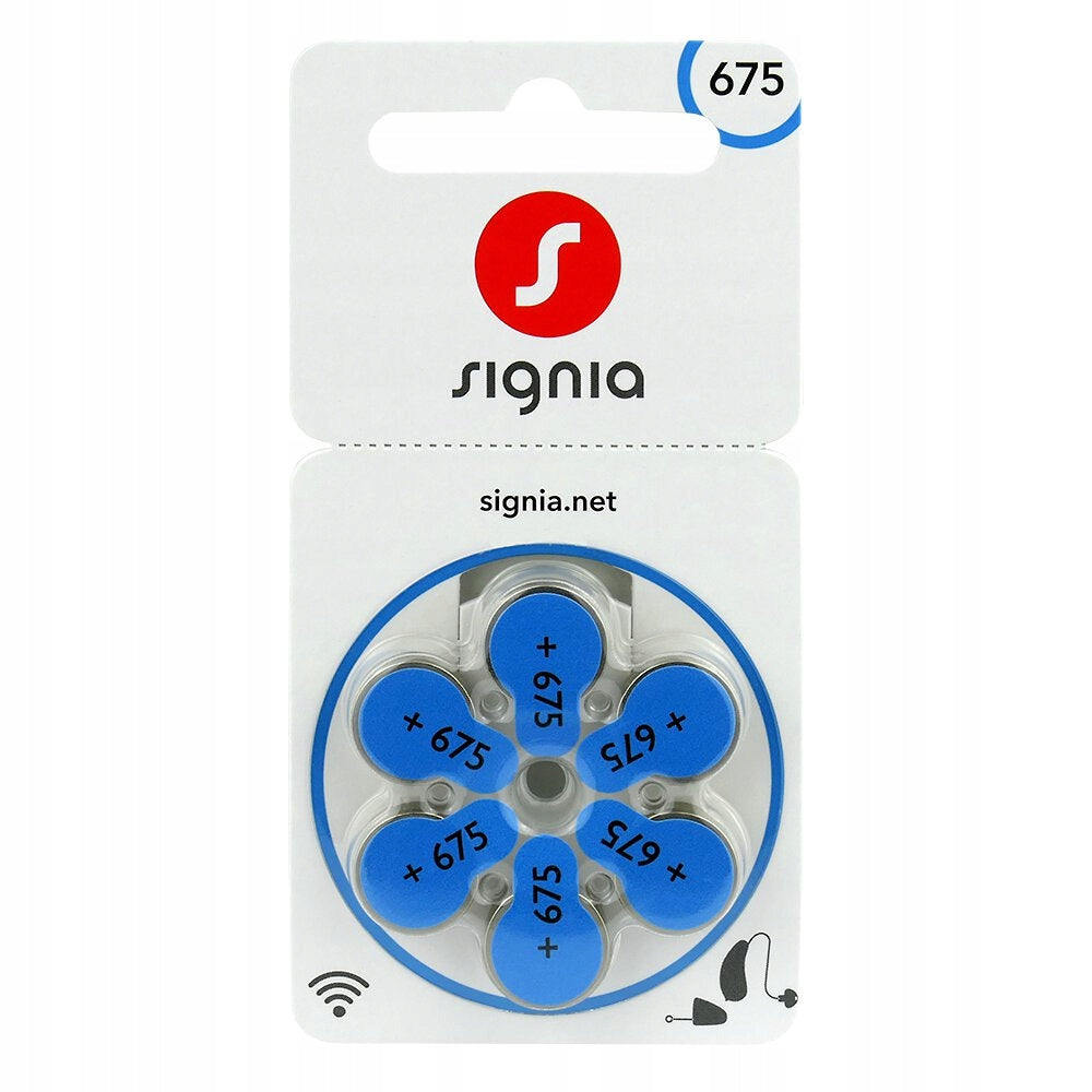 Zinc Air Hearing Aid Batteries Signia 675 PR44 - 6 Pieces