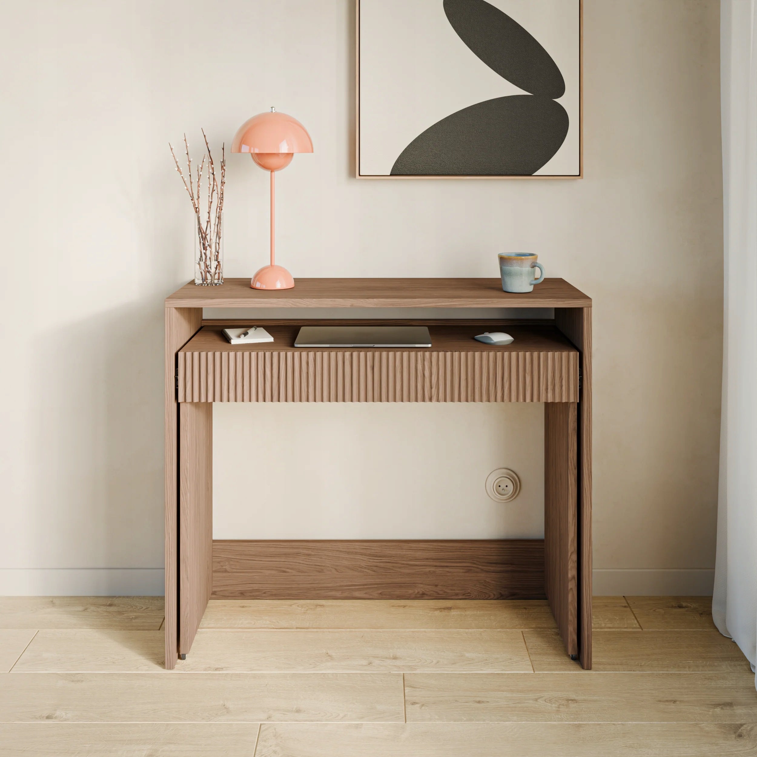 Zoom sliding desk with drawer and bolts 98 cm oak casella brown Furniture color oak