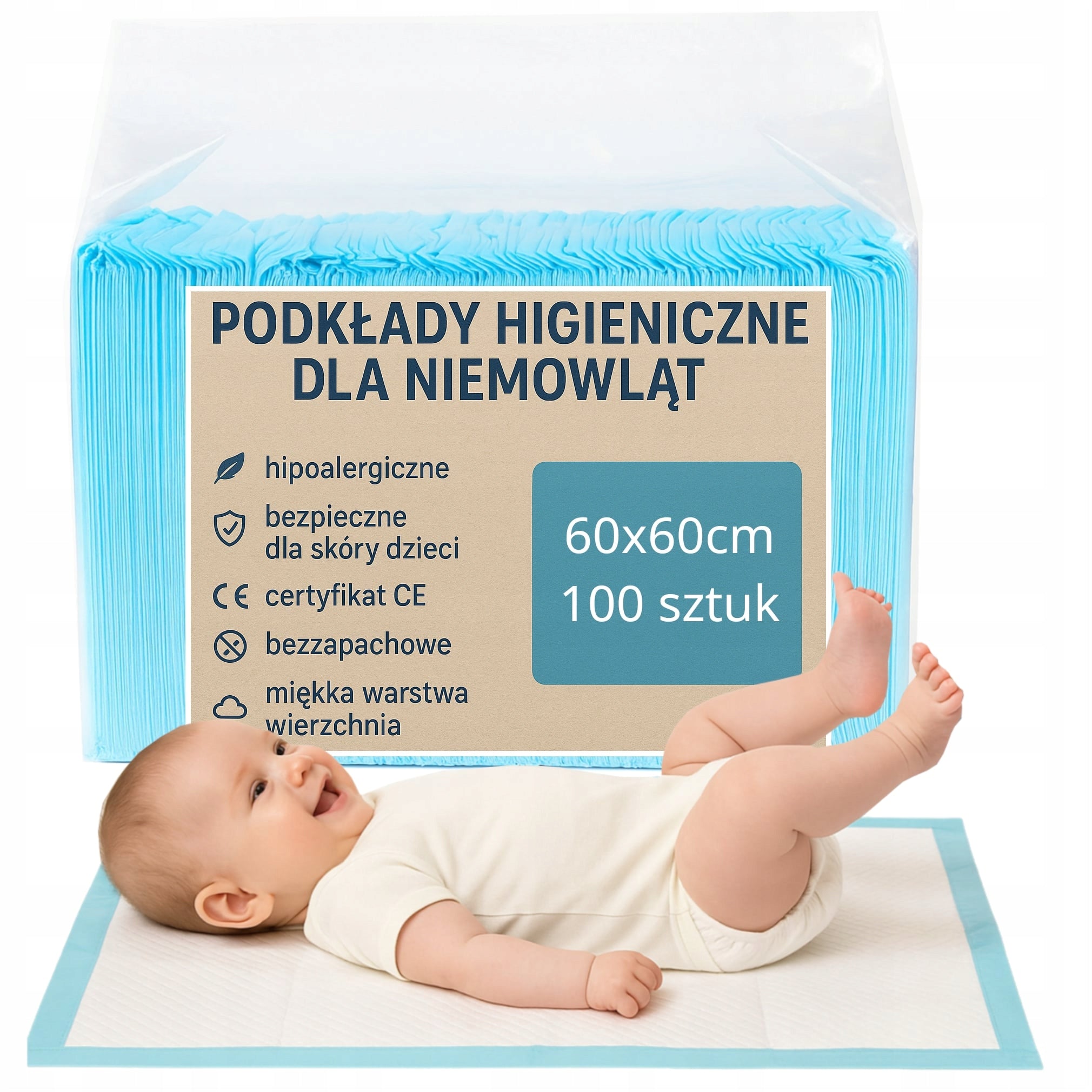 absorbent sanitary pads Baby changing mats 60x60 100 Pcs Thick