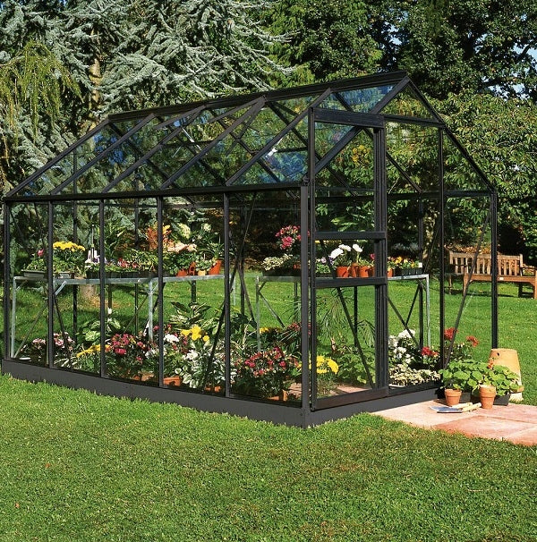 acm ALUMINUM GREENHOUSE 6,2 m2 POPULAR glass + BLACK BASE