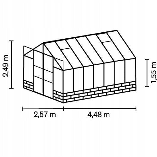 acm Cassandra Greenhouse 11500 (11,5 m2; 2,57 x 4,48 m) + tempered glass Manufacturer code 274890
