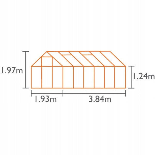 acm GREENHOUSE aluminium ENGLISH VENUS 7,5 m2 1,93x3,84m GLASS + base Manufacturer code 21104