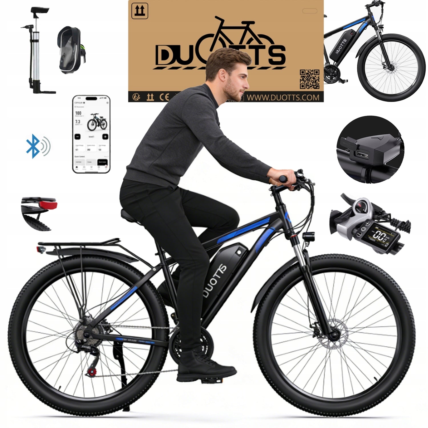 adult electric vehicles DUOTTS C29 1000W 48V 15AH 25KM/H 60KM 29*2.1