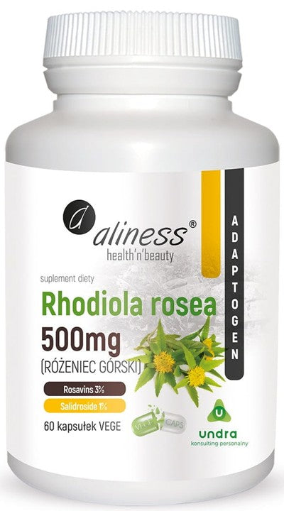aliness - Rhodiola rosea (mountain rosea) 500 mg | ADAPTOGEN | 60 caps. x2 EAN (GTIN) 5903242581274