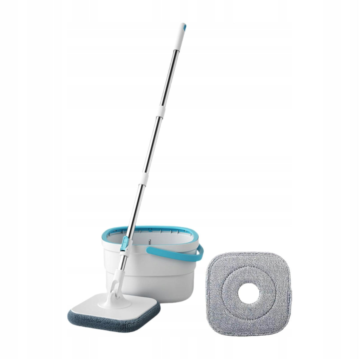and Bucket Set Wet or Dry Using Stainless Steel Microfiber with 2 Mop Pads