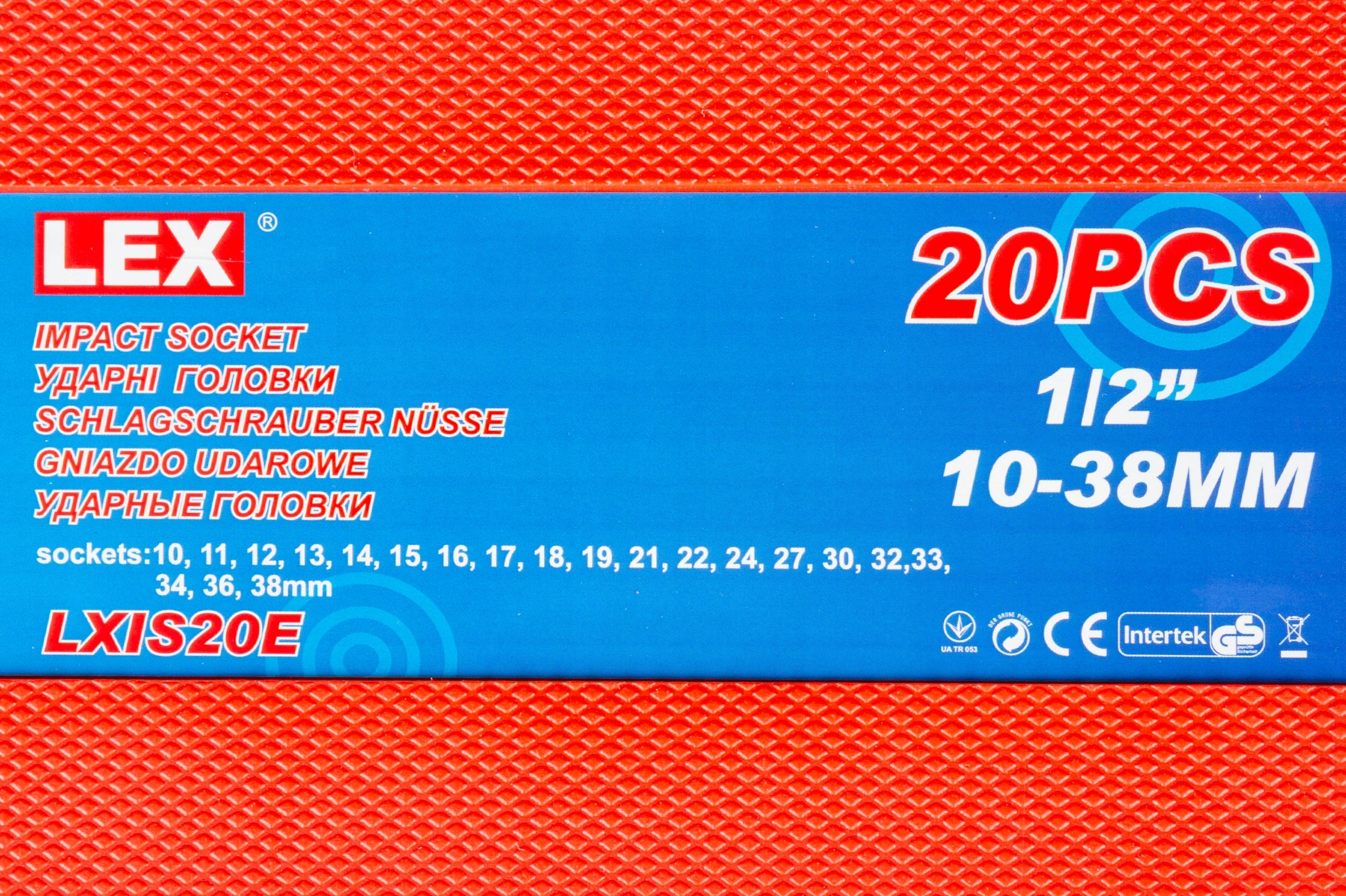 Galinių raktų rinkinys 1/2", 10-38 mm, 20 vnt., CrMo plienas