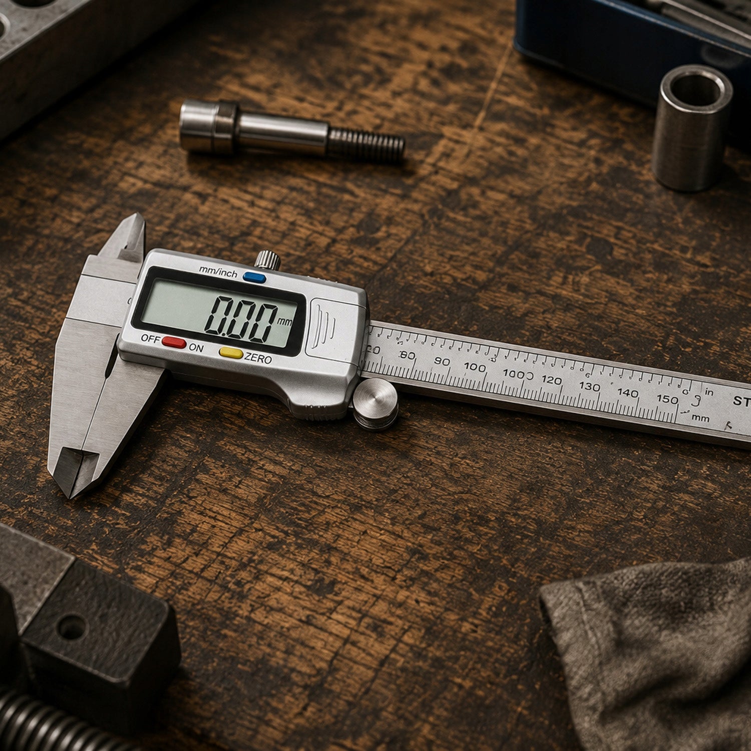 Elektroniniai nerūdijančio plieno slankmačiai, 0–150 mm, su dėklu