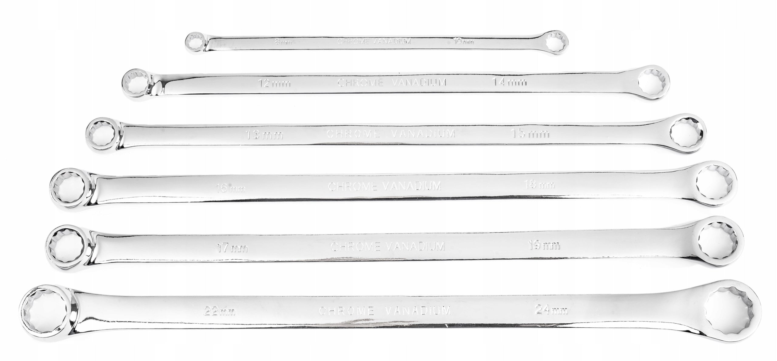 Ilgi tiesūs raktai įtempikliams, 8–24 mm, 6 vnt. rinkinys