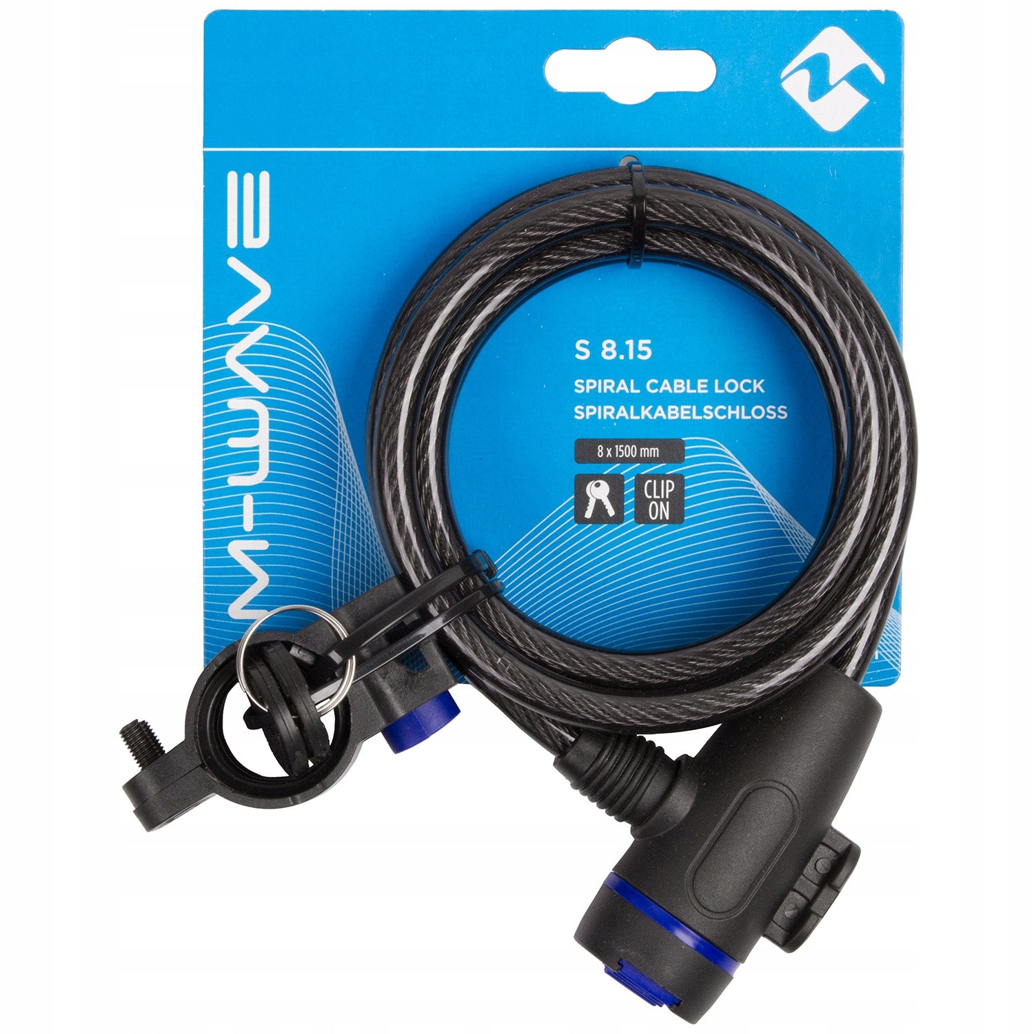bicycle clasp M-Wave cable 8 x 150 cm keys Color black