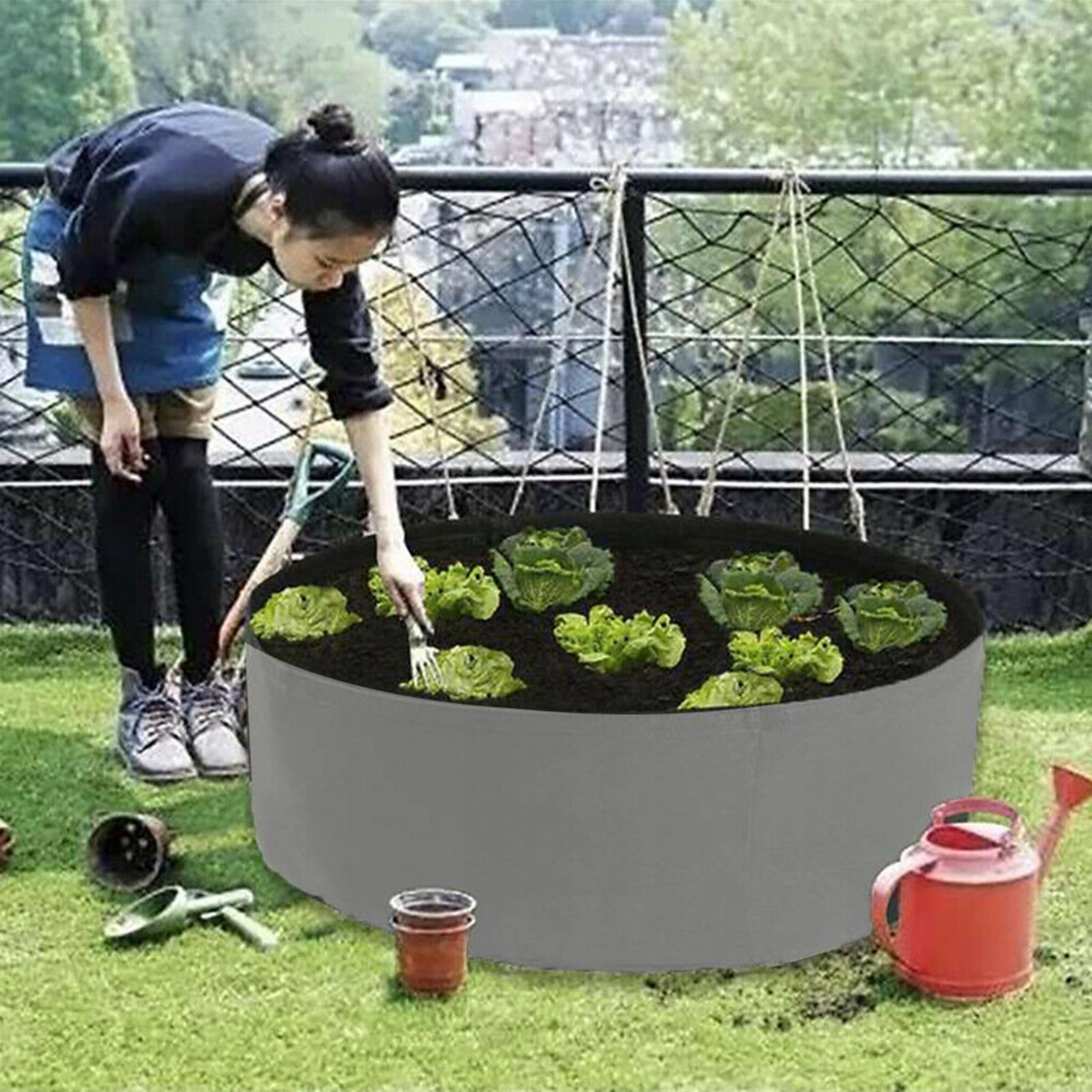 Reusable Fabric Raised Bed Garden Elevated Grow Bag Box Pouch Gray_60x20cm