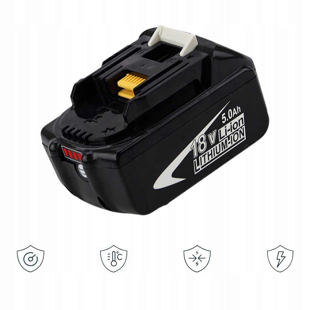 Akumuliatorius Makita 18V 5Ah, tinka BL1860B, BL1860, BL1850, BL1845, BL1840, BL1820