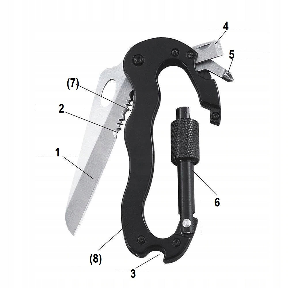 carabiner multitool keychain large survival knife 6in1 Brand Trec Nutrition