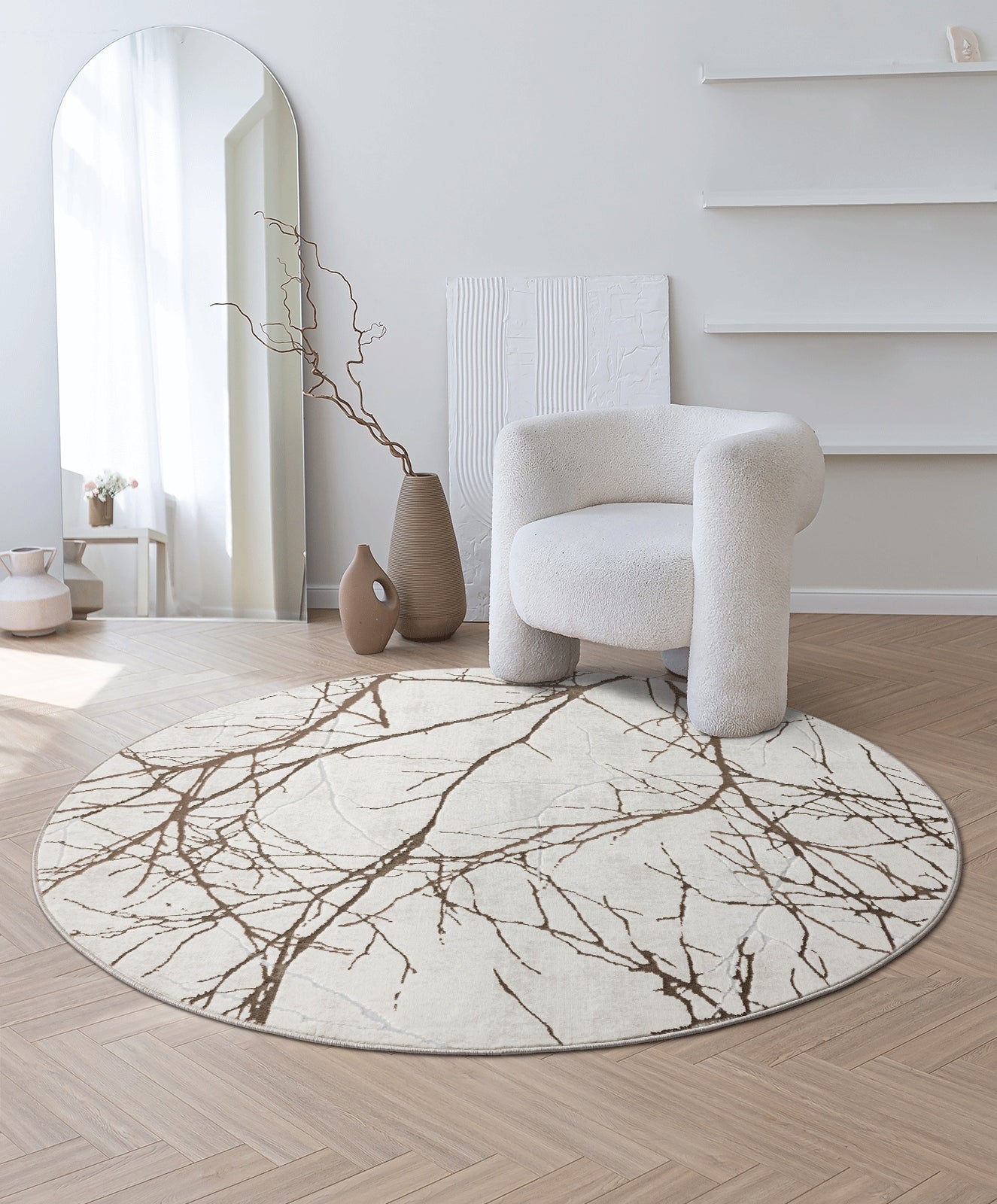 carpet 3D short hair modern Mila the carpet cream 200 round