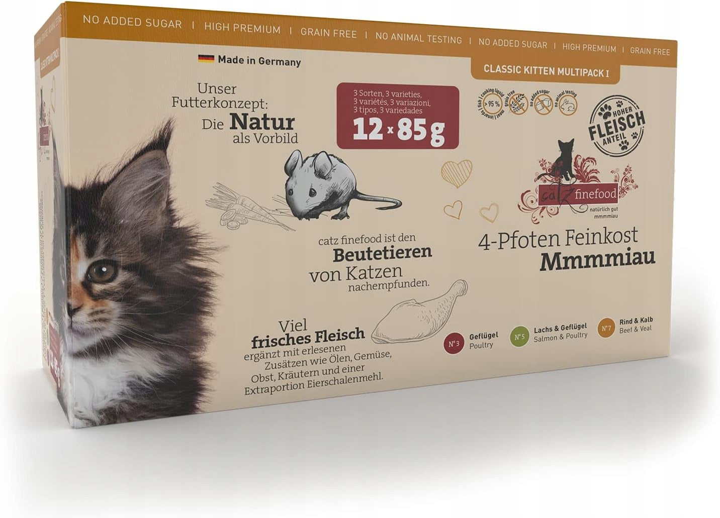 catz finefood Kitten Pate Mixed 12x85g 90% Cereal Free Meat