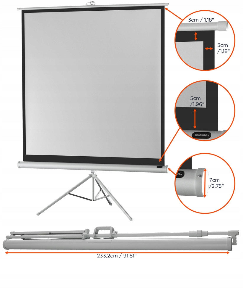 celexon Economy 219 x 219 cm projection screen on tripod - White edition Brand Celexon