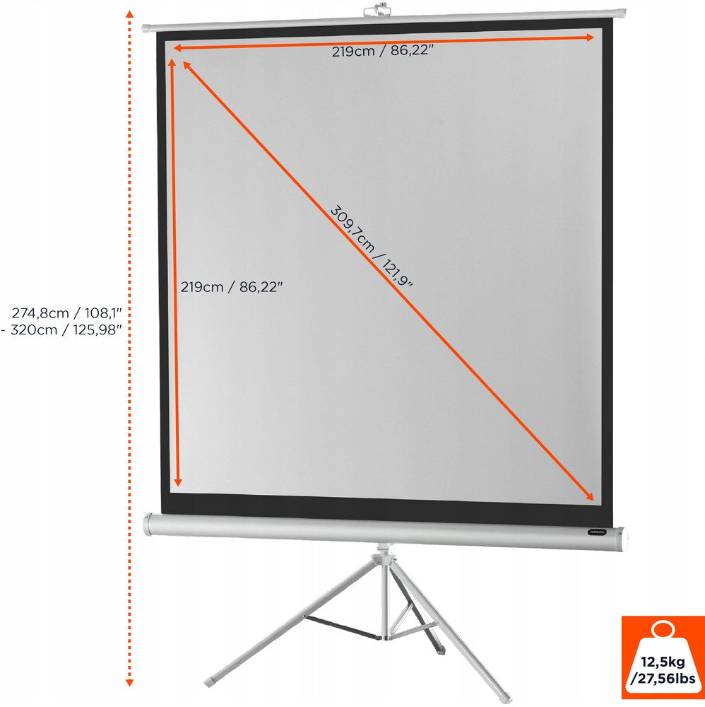 celexon Economy 219 x 219 cm projection screen on tripod - White edition Model Economy 219x219 ekran na trójnogu Biały