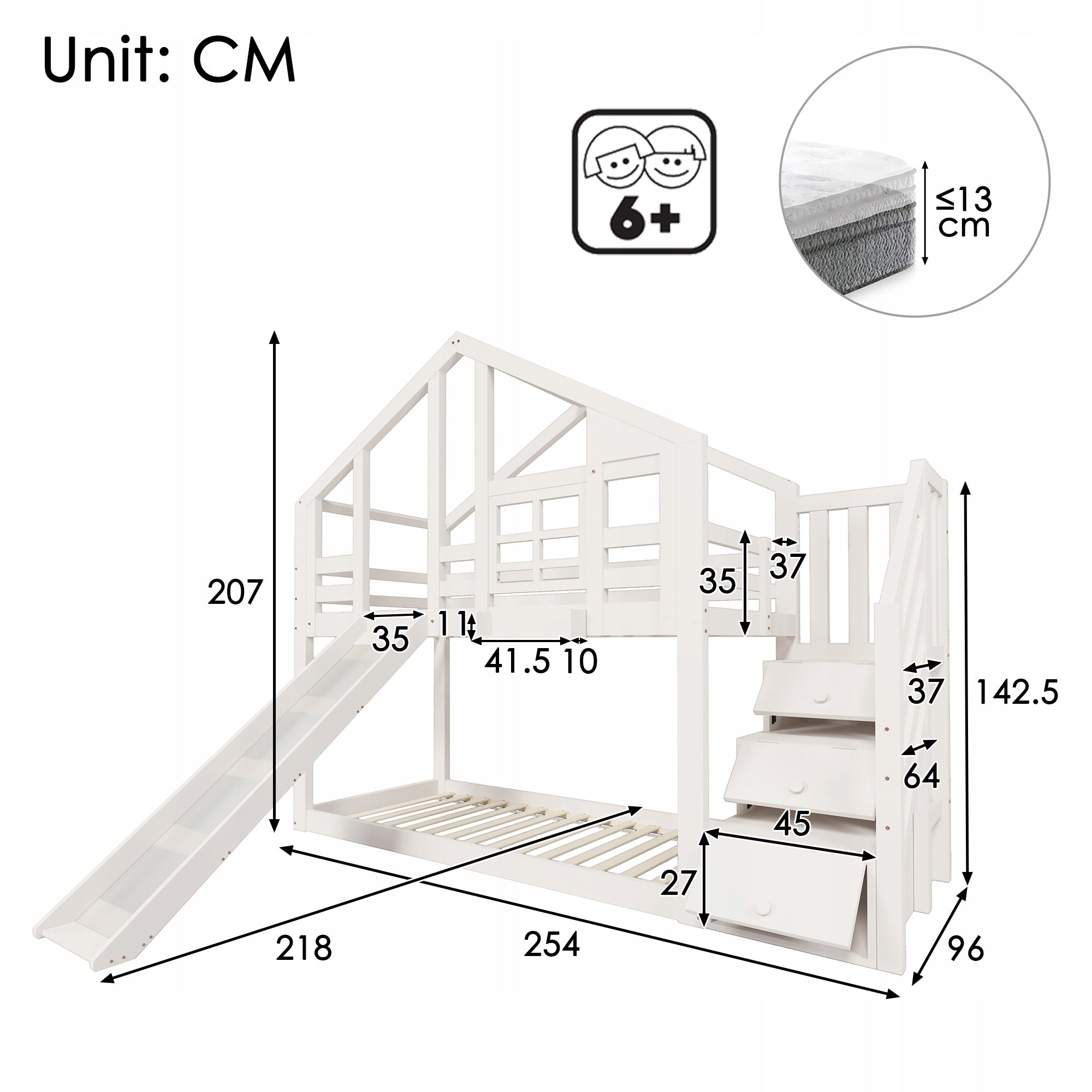 children's bed Tree house 90 x 200 cm*2 bunk bed White EAN (GTIN) 6923584684302