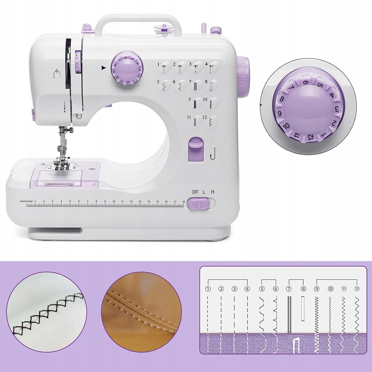 Mini siuvimo mašina vaikams, 12 dygsnių, mechaninė