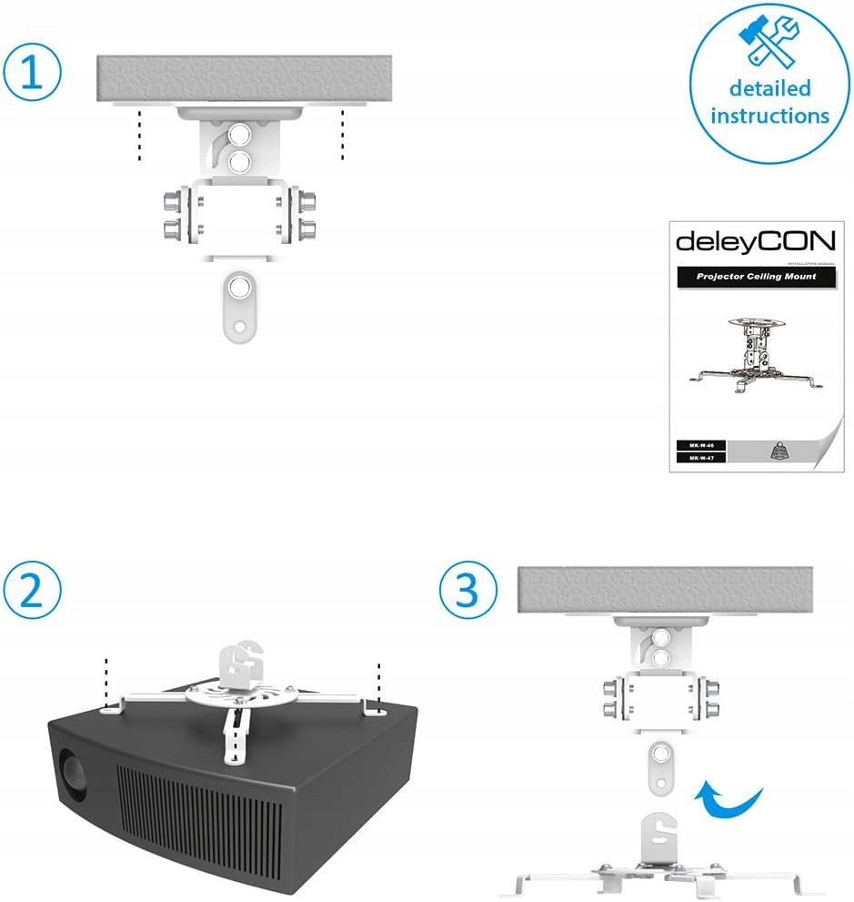 deleyCON Ceiling mount for projectors rotation 360 lifting capacity 13kg white Model MKW46