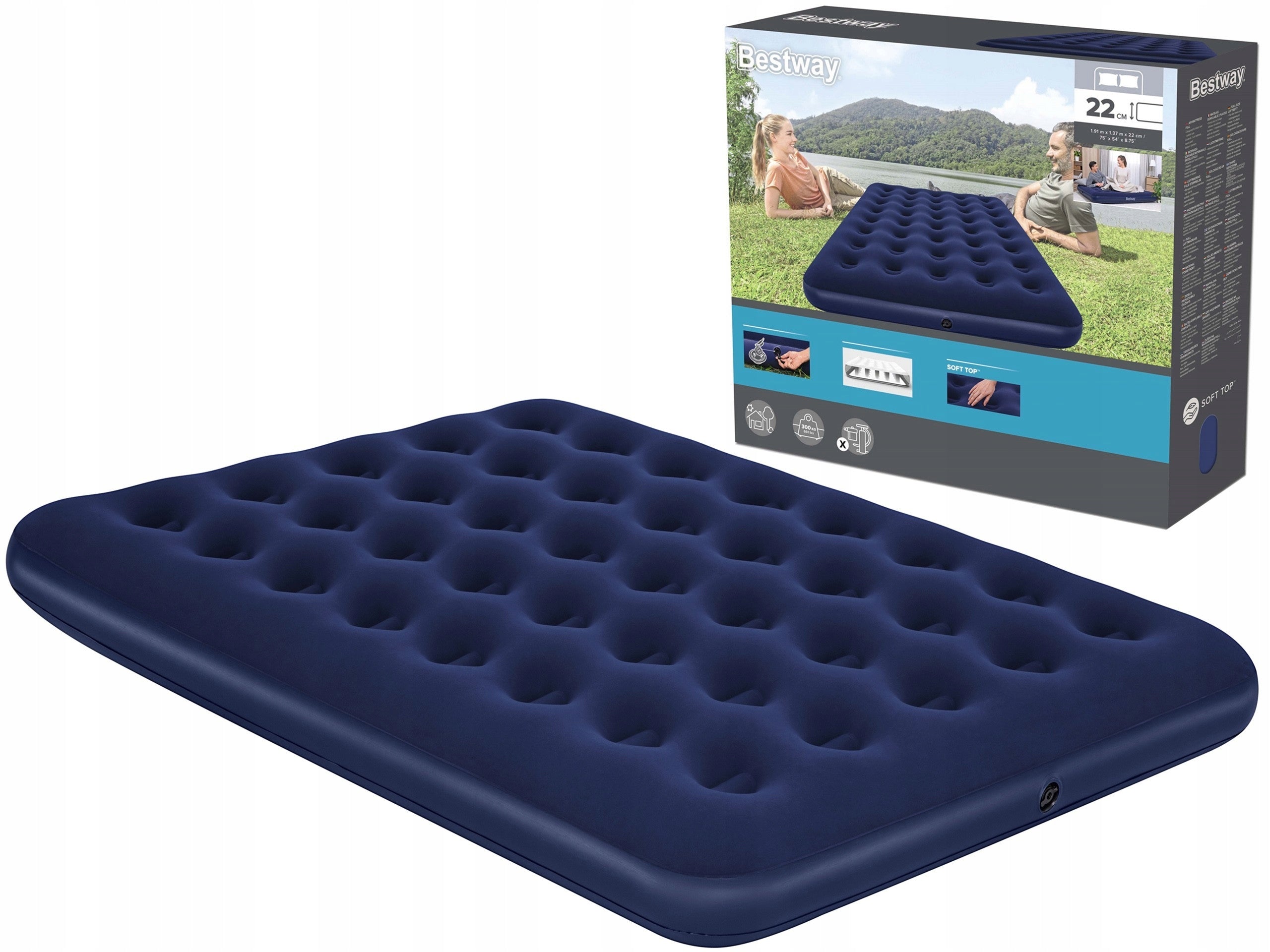 double inflatable mattress for sleeping BESTWAY 191/137/22 cm INFLATABLE BED Manufacturer code 6941607343890