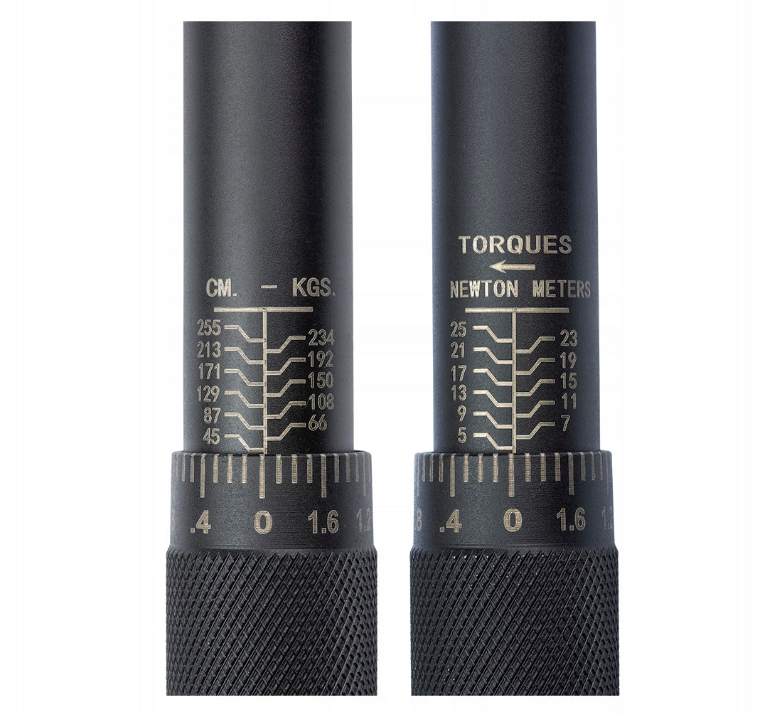 Momentinis raktas REDATS 1/4", 5–25 Nm, su fiksatoriumi, juodas