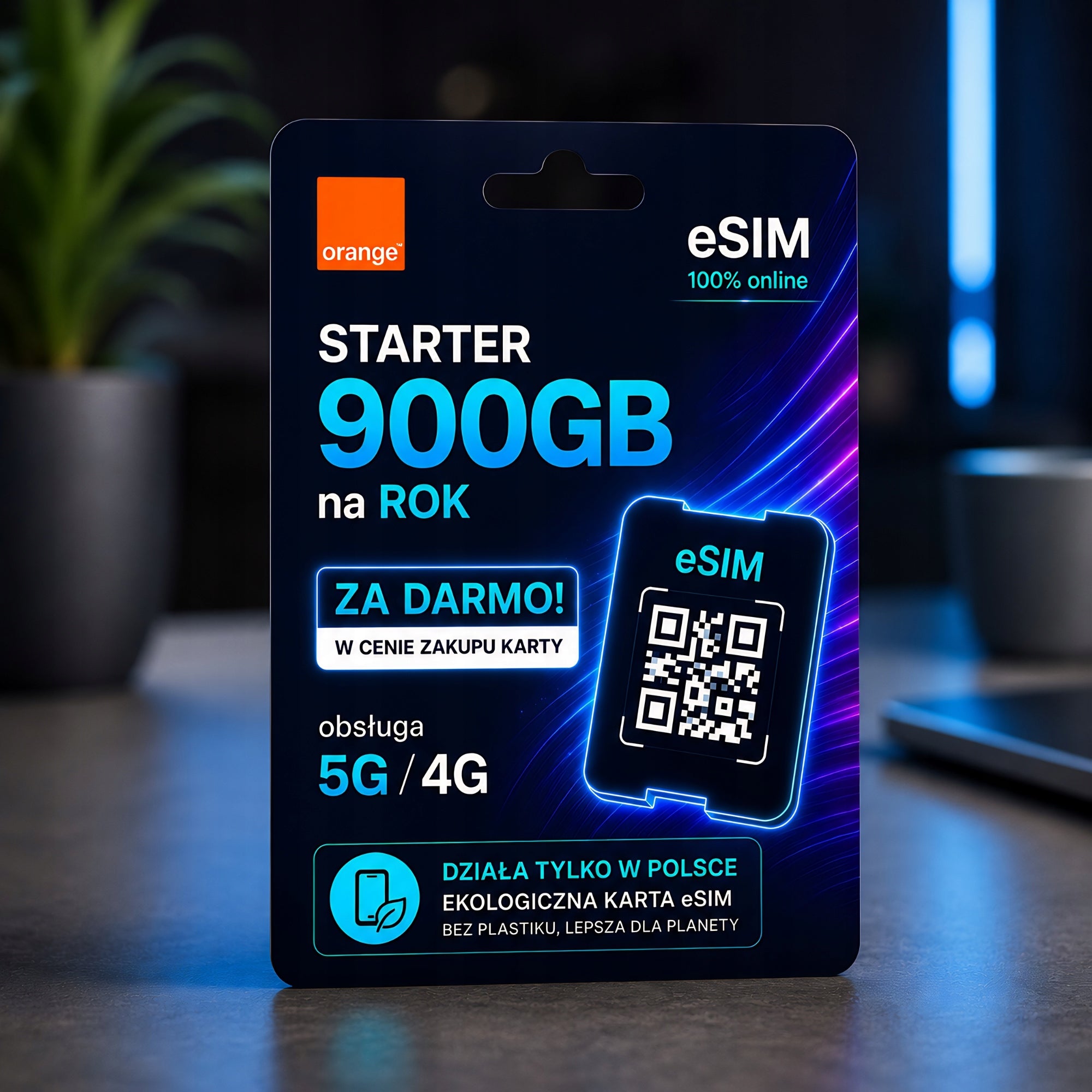 eSIM Card Internet Mobile Orange LTE 4G 5G 900GB for YEAR 397 days STARTER Country of operator Poland