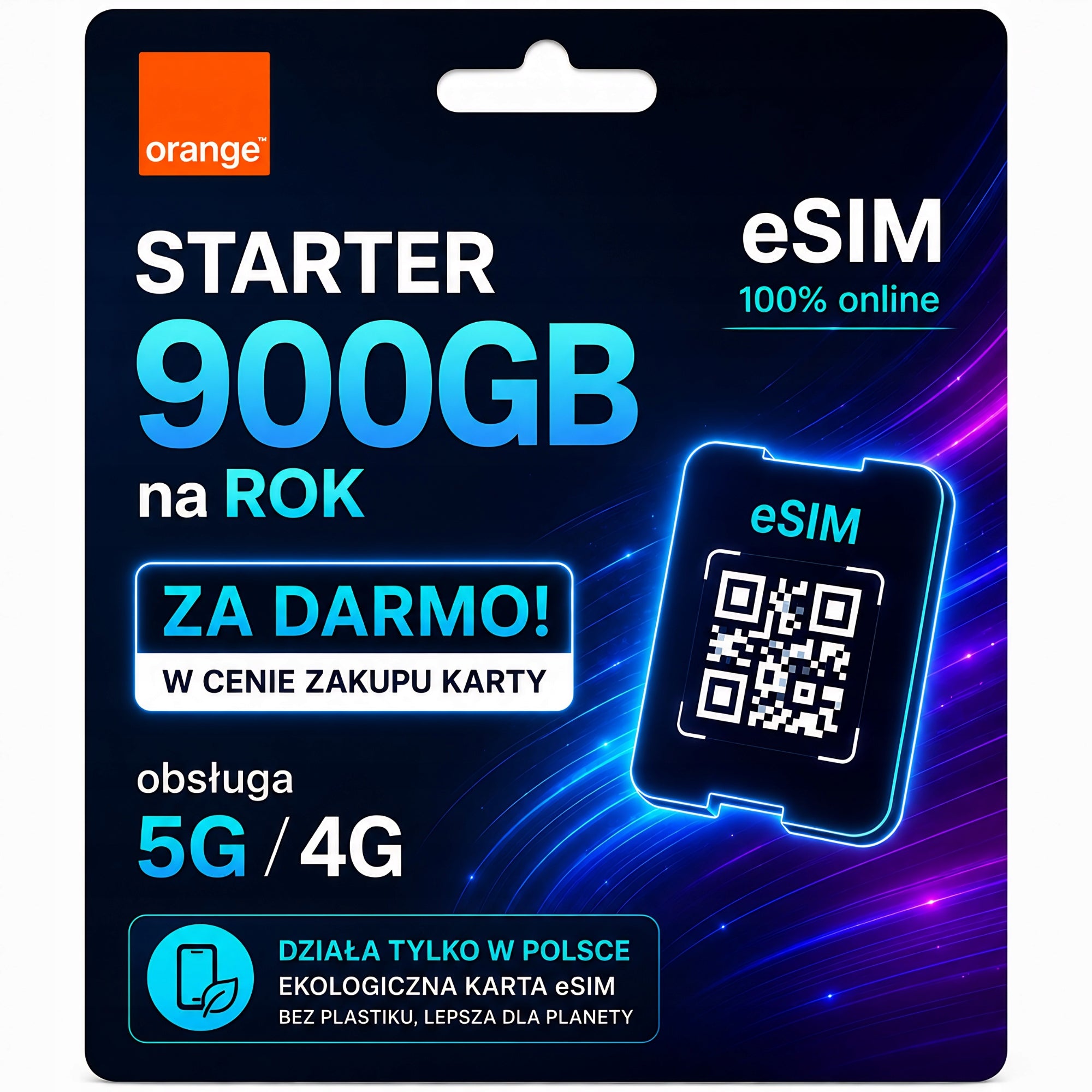 eSIM Card Internet Mobile Orange LTE 4G 5G 900GB for YEAR 397 days STARTER