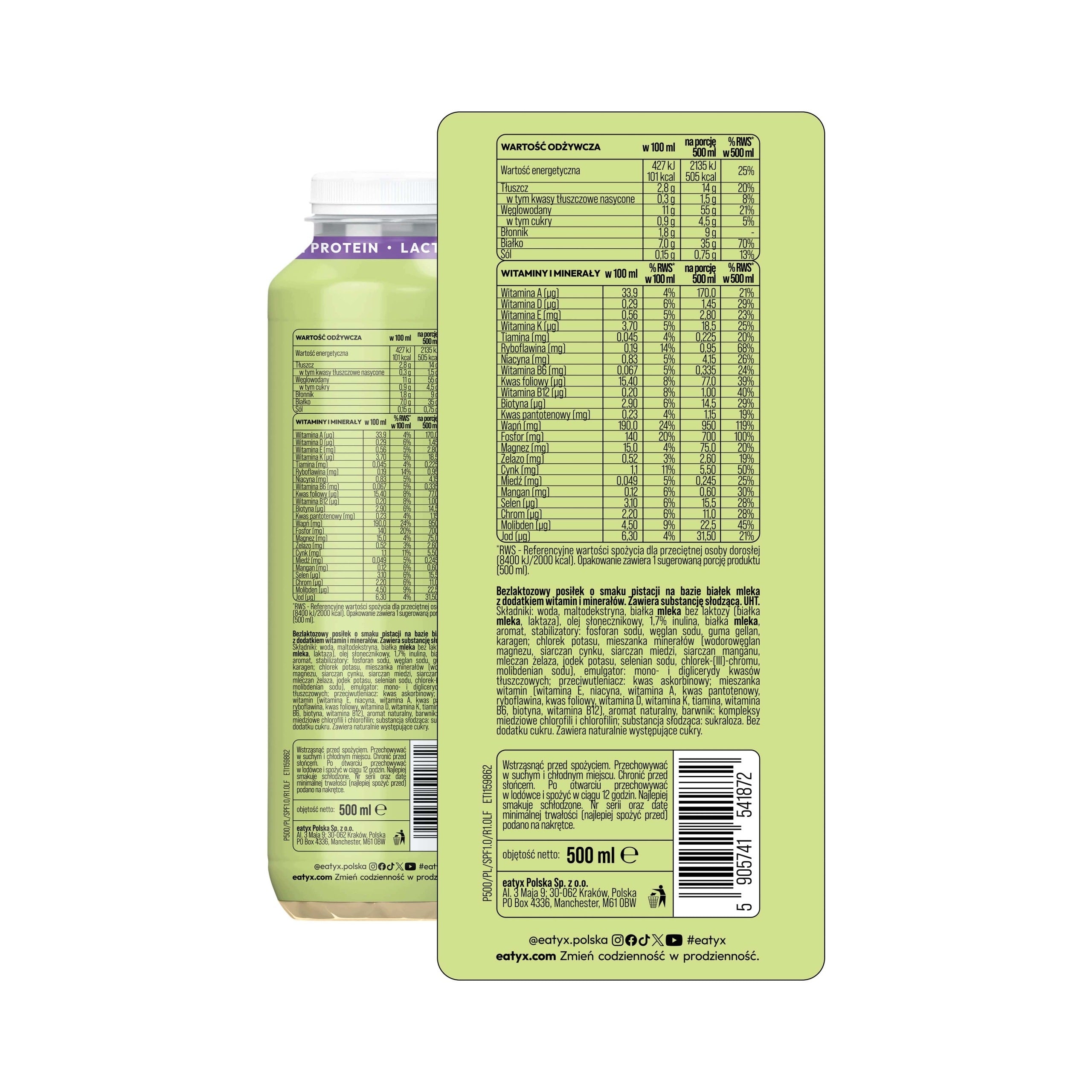 eatyx Complete meal ready to eat Pistachio 500 ml Expiration date at least 2 weeks from the date of purchase