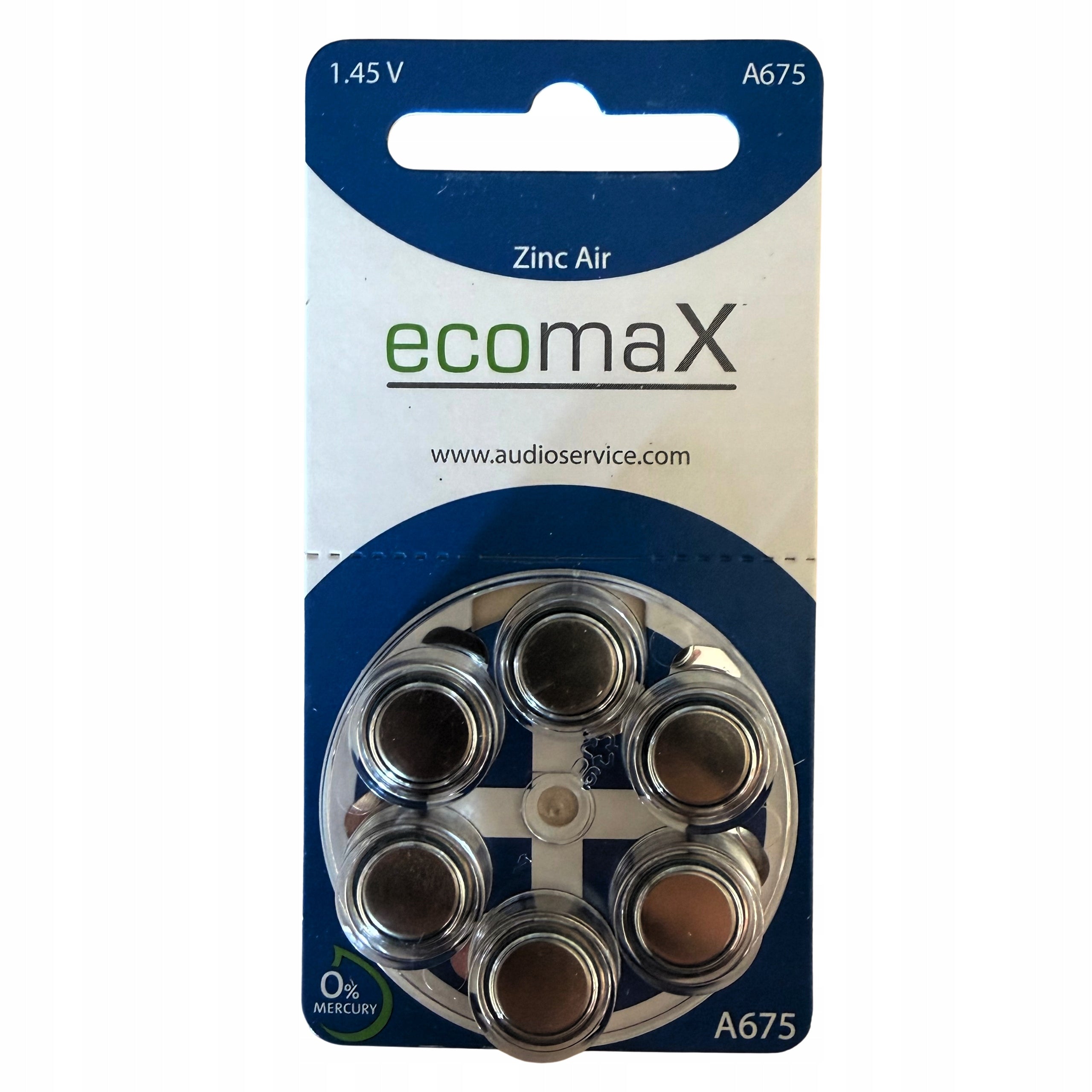 ecomaX Hearing Aid Batteries 675 PR44 1,45V 6pcs Varta
