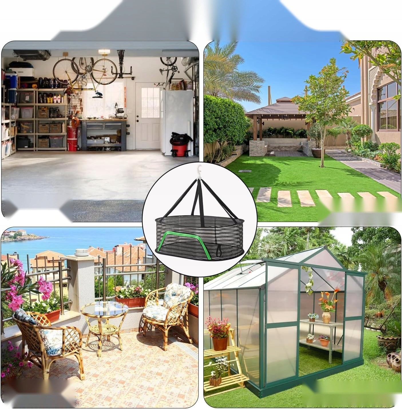 Džiovinimo tinklas, uždaras, 60 cm, kabinamas, sulankstomas, laidus orui