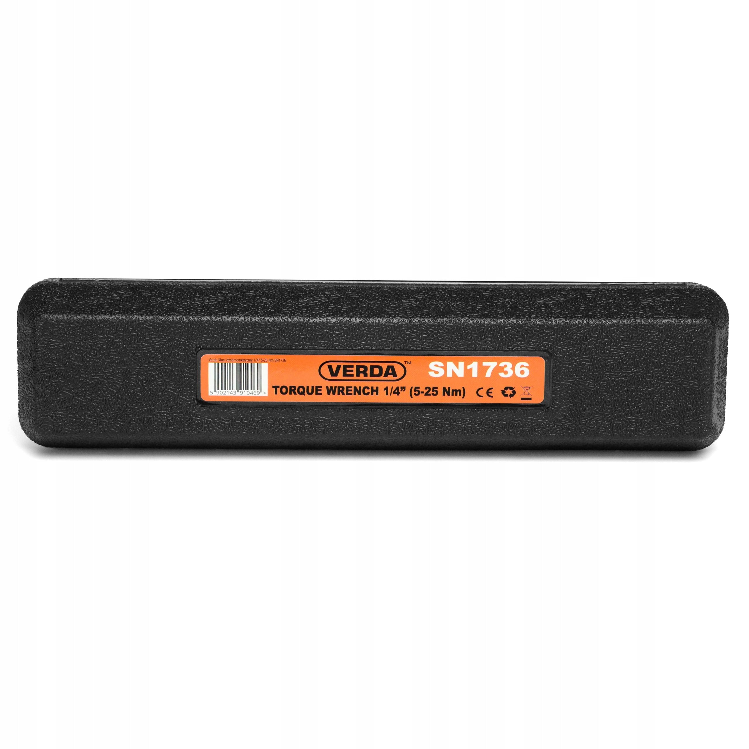 Veržliaraktis žvakėms 1/4", 5–25 Nm, su dėklu, VERDA