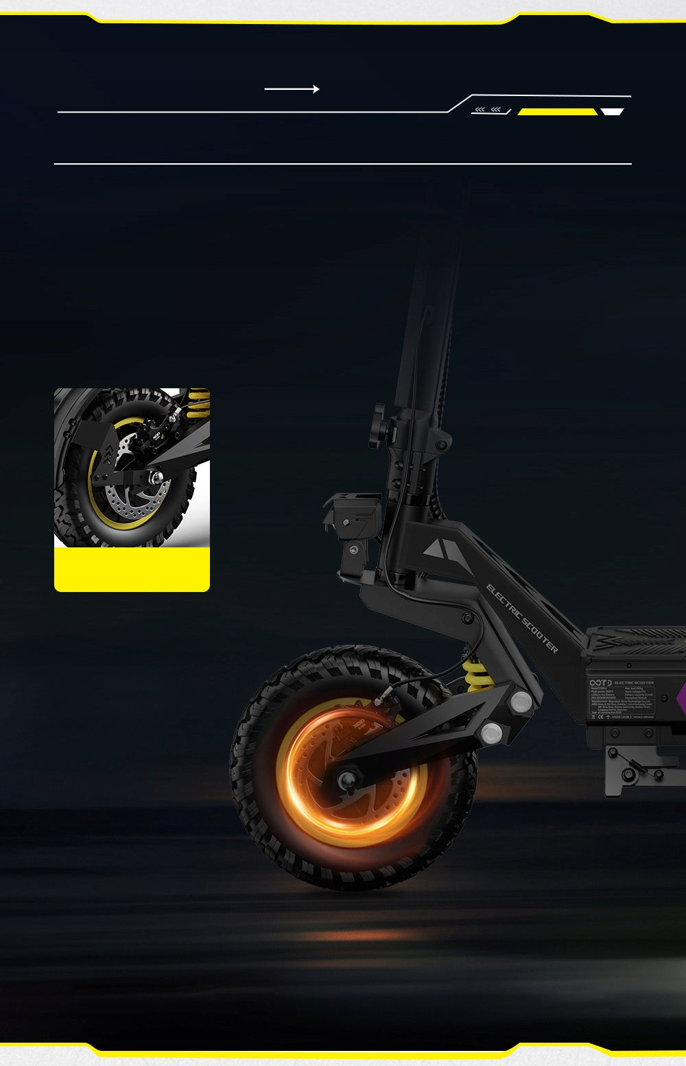 electric scooter folding OOTD T10 PRO 2600W range 70KM 52V 23.4Ah PL Maximum user weight 44 kg