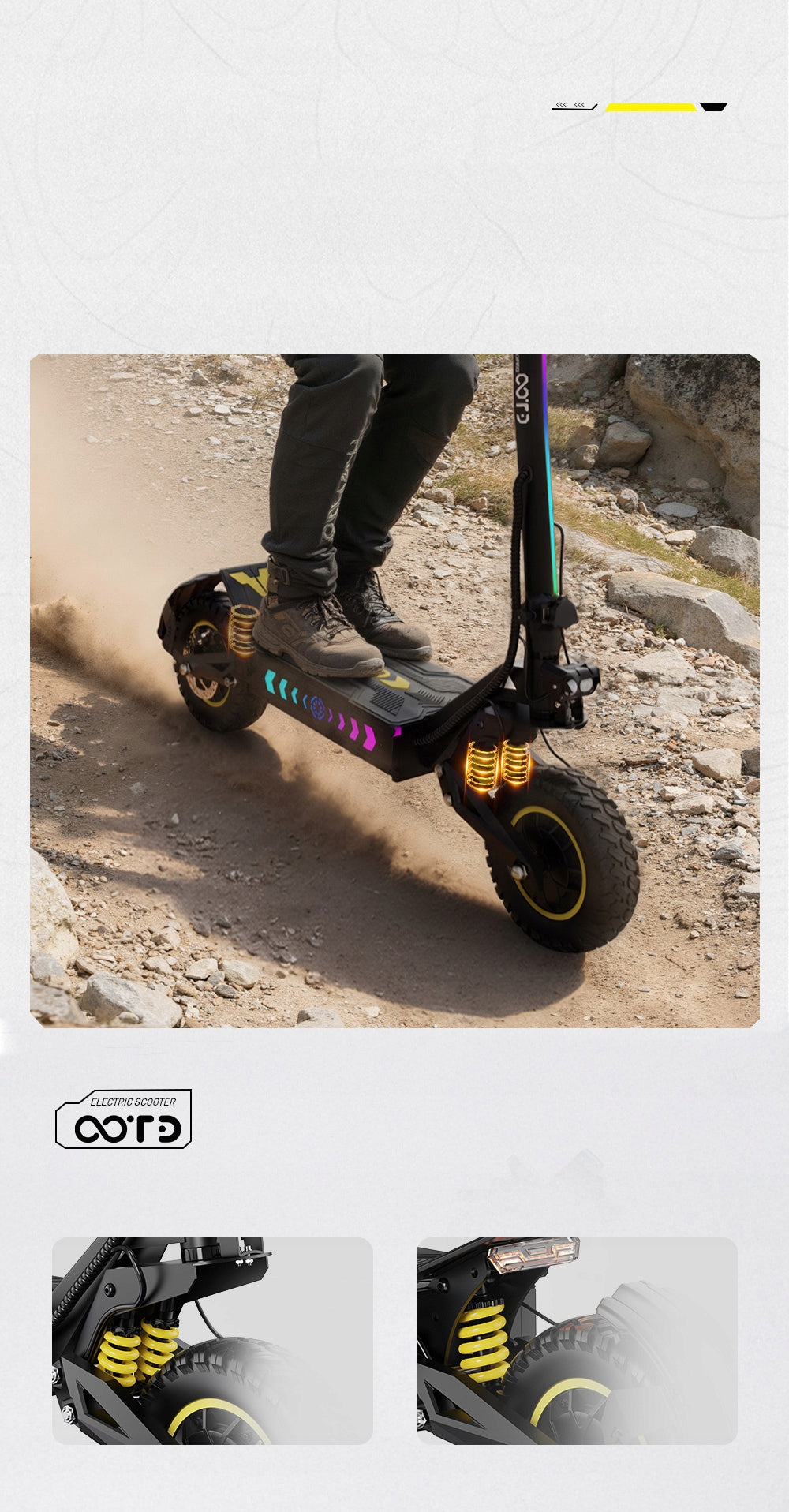 electric scooter folding OOTD T10 PRO 2600W range 70KM 52V 23.4Ah PL Shock absorption front and rear
