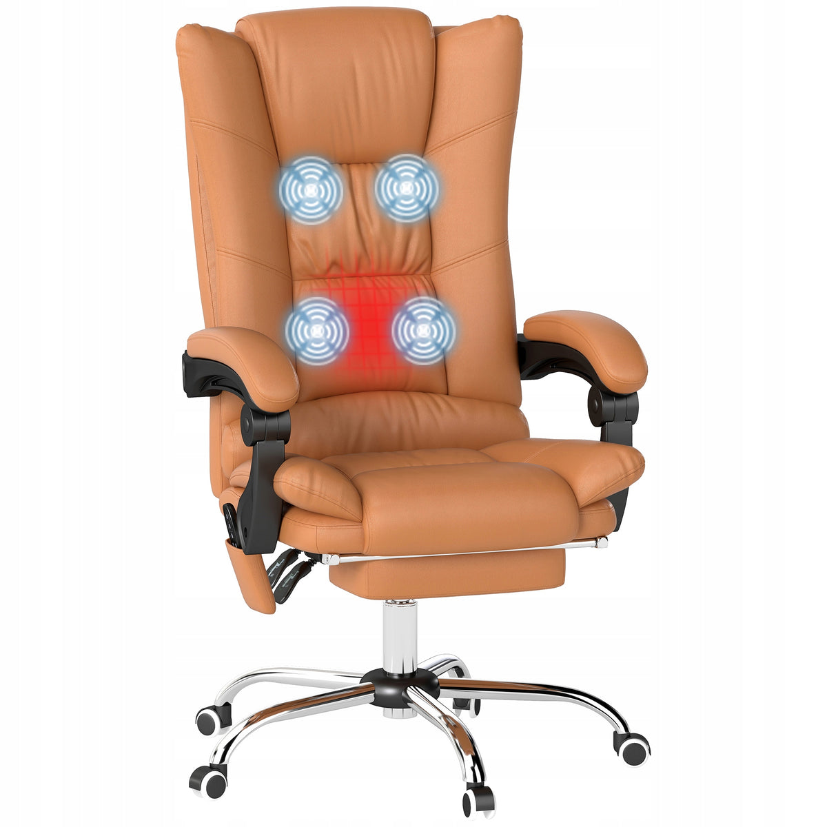 ergonomic massage office chair Vinsetto retro vintage design, brown