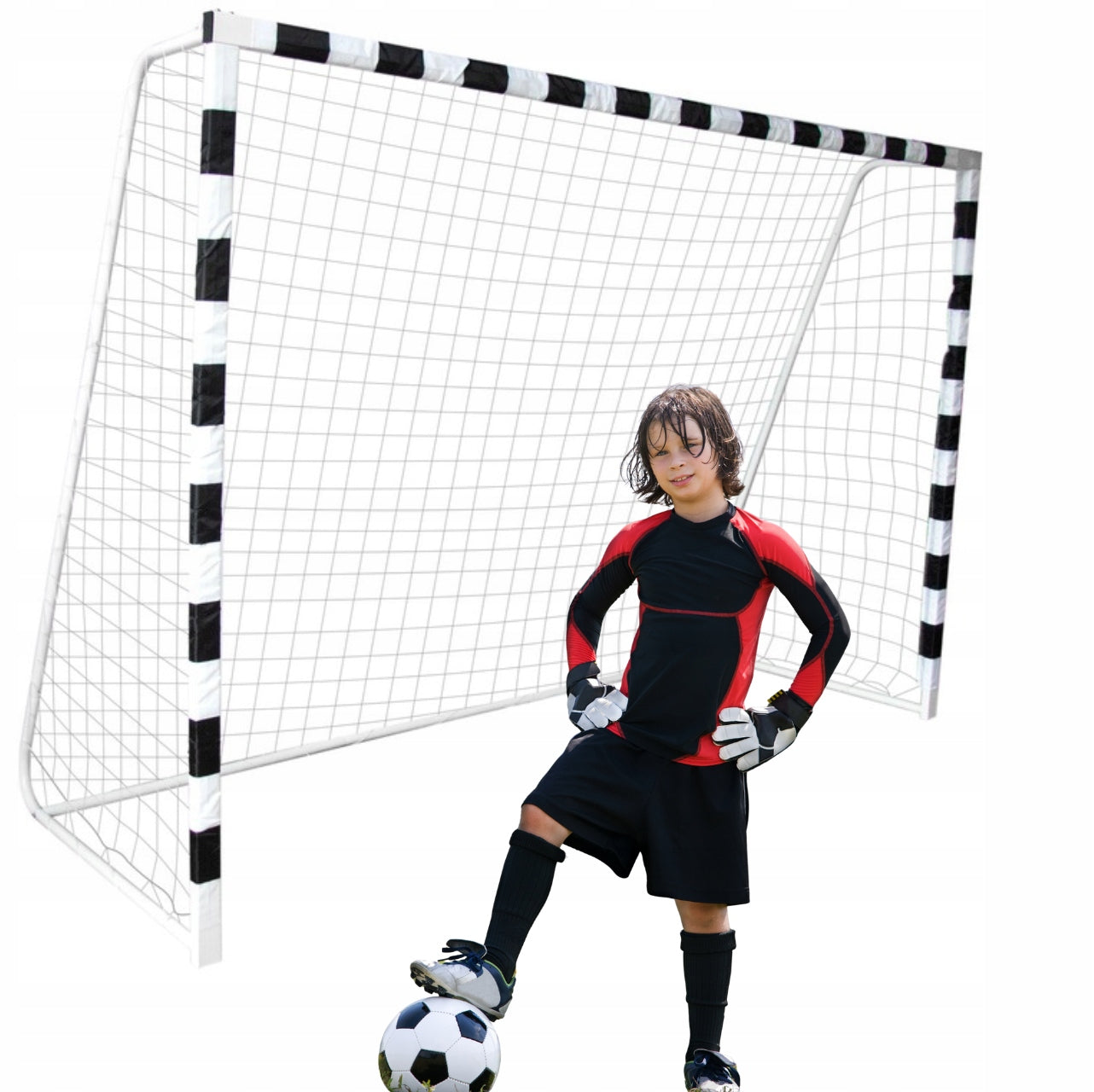 Didelis nešiojamas metalinis futbolo vartas vaikams, 300x200 cm