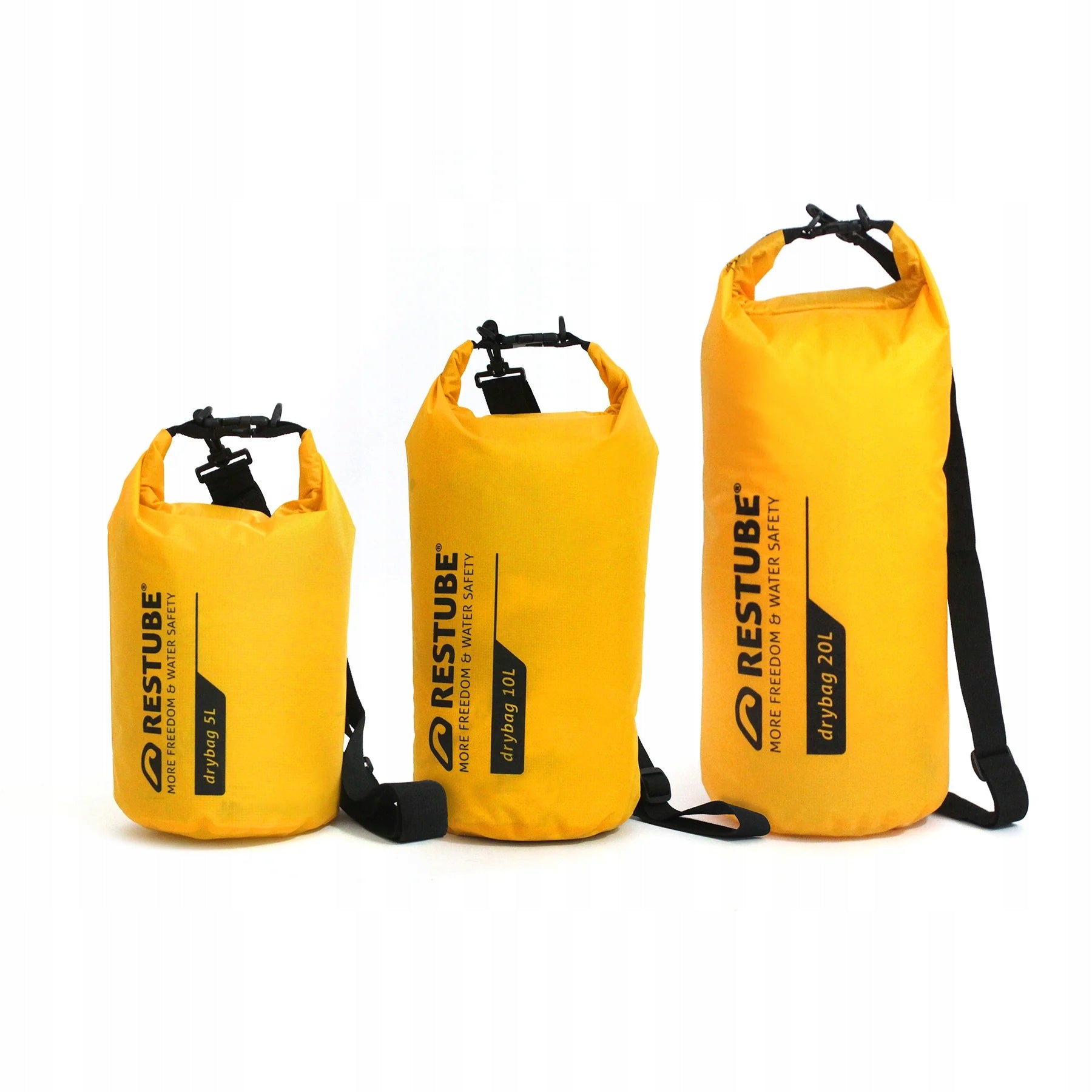Vandeniui atsparus krepšys RESTUBE Drybag 20 l, geltonas, su peties diržu