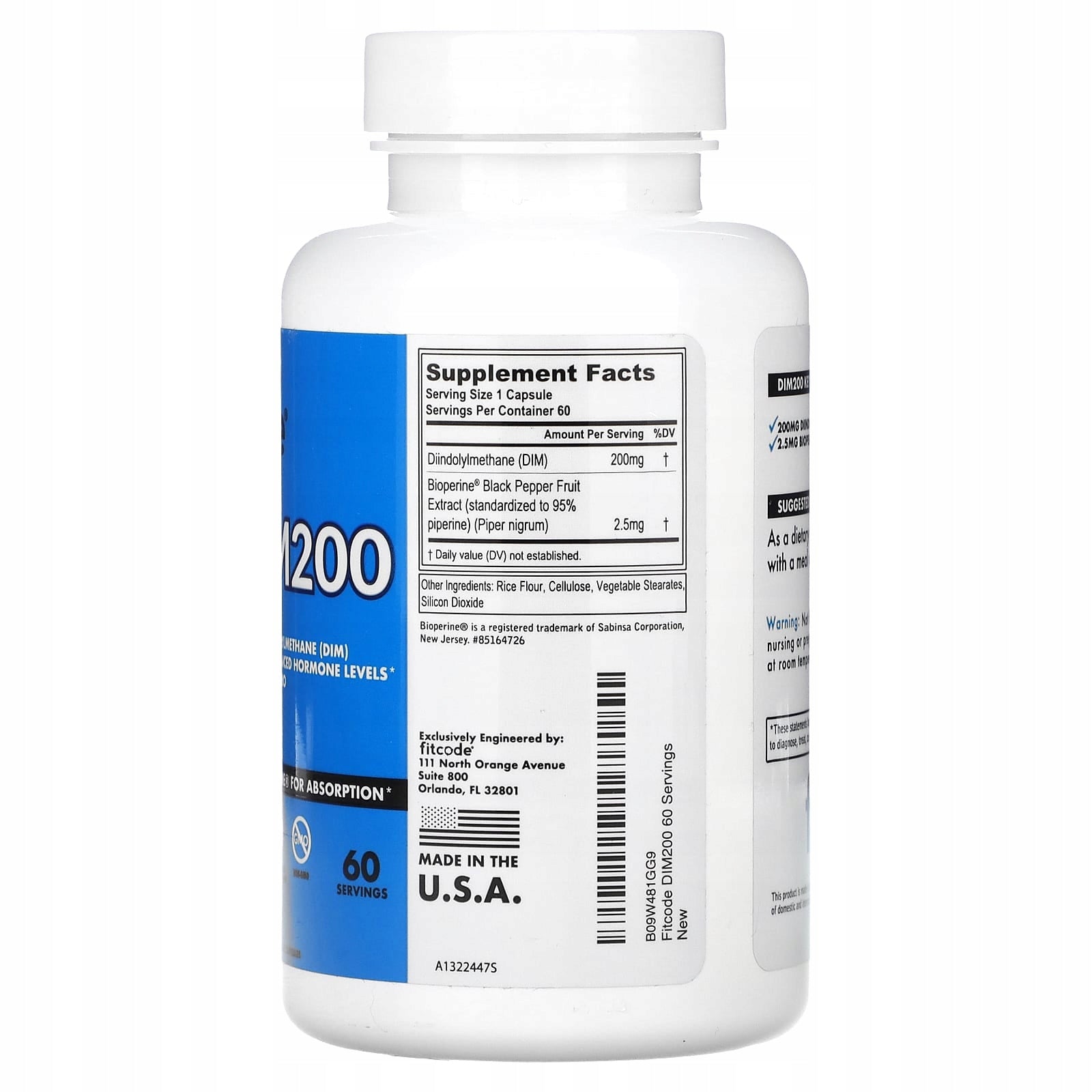 fitcode, DIM200, diindolylmethane (DIM), 200 mg, 60 vegetable capsules Expiration date at least 3 months from the date of purchase