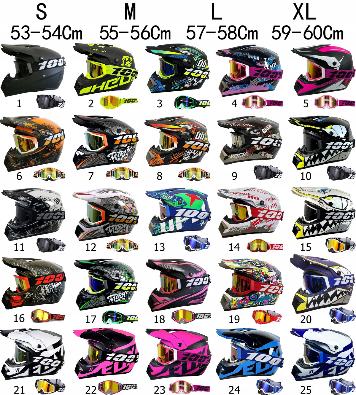 fullface helmet for Cross / Enduro / Motorcycle / Scooter / Bikes S 53-54 cm Size S