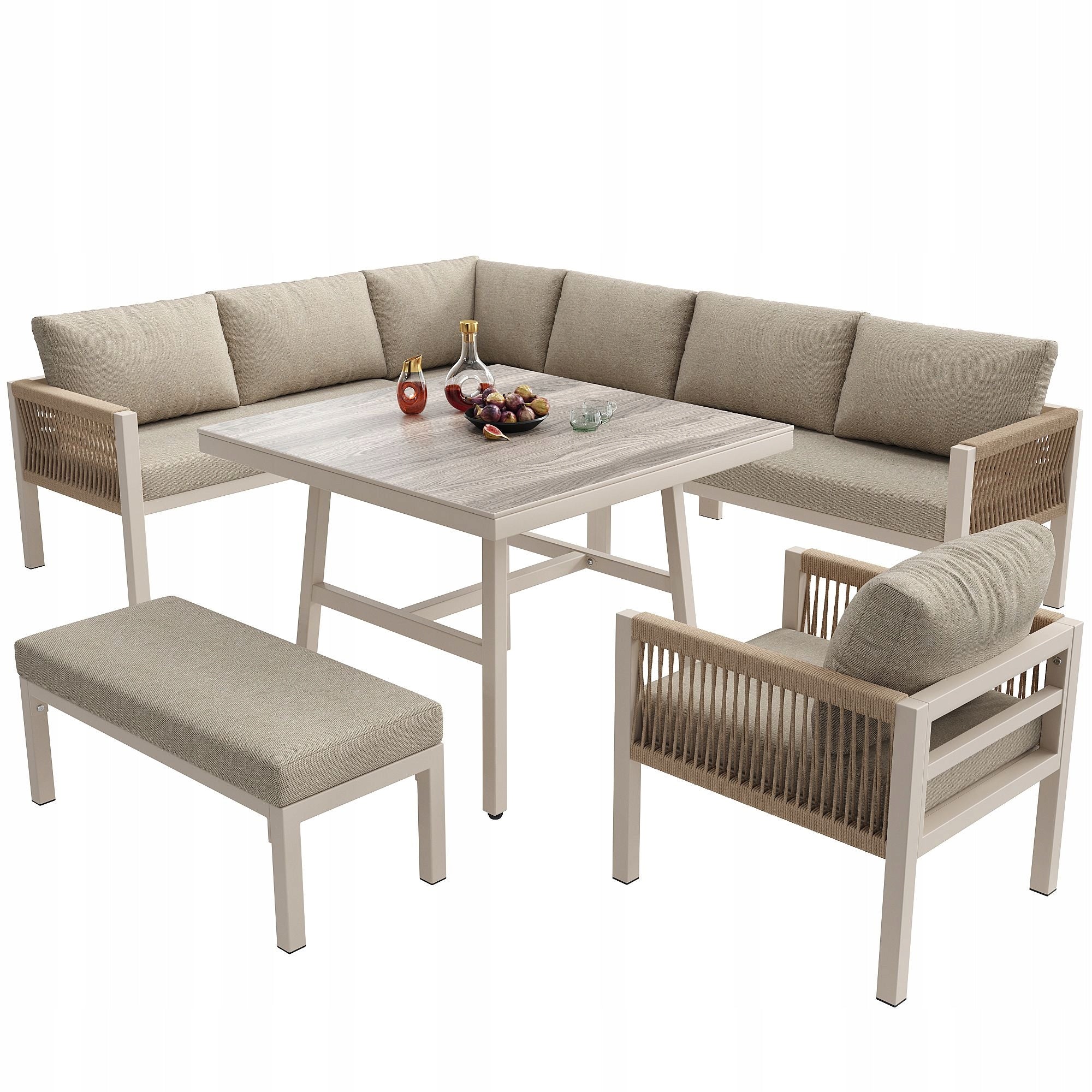 garden furniture set corner 8 people table glass beige terrace garden Manufacturer code 6953942688079
