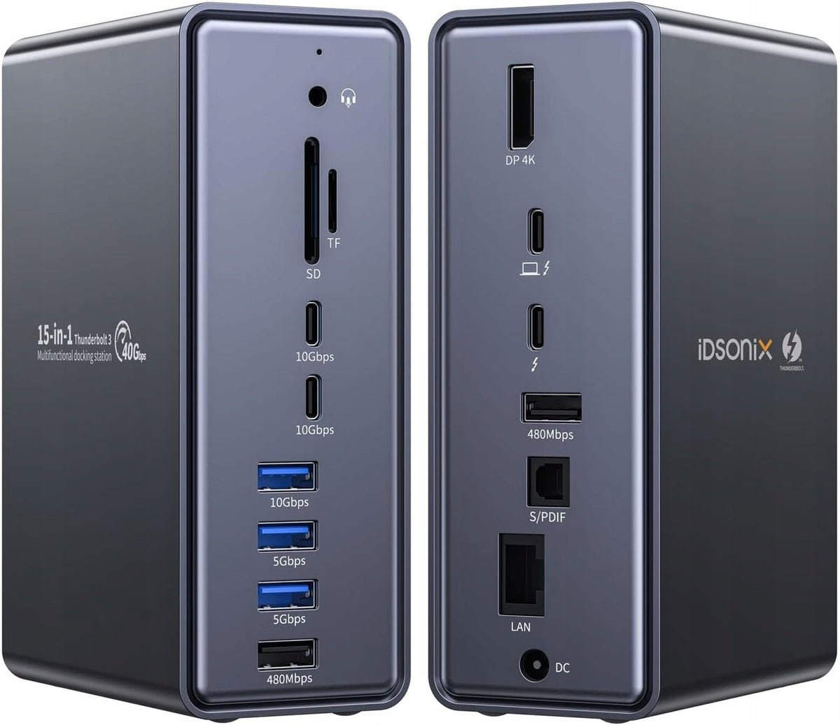 iDsonix 15in1 Thunderbolt 3 USB-C 4K 60Hz LAN SD Docking Station