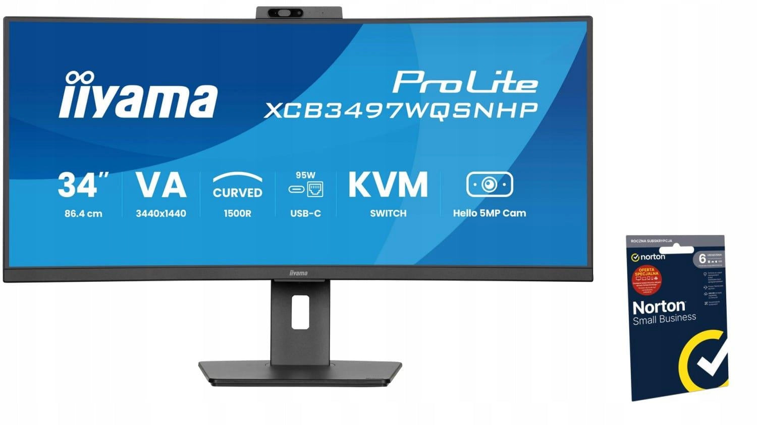 iiyama ProLite XCB3497WQSNPH-B1 - 120Hz UWQHD 34'' VA 0.4ms + Norton