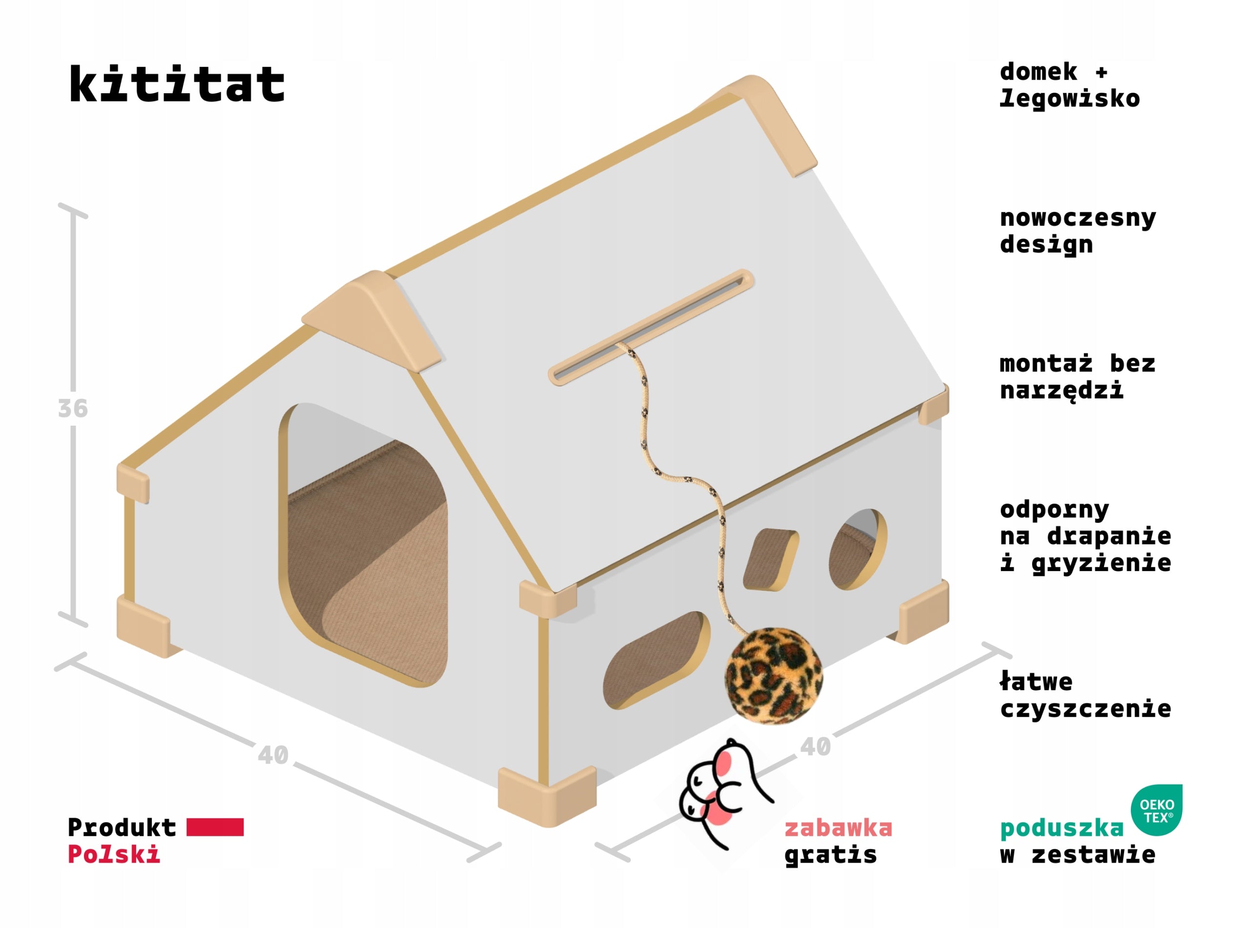 kititat – cat house, bed, beige Manufacturer code KIT-CH01-M-BG
