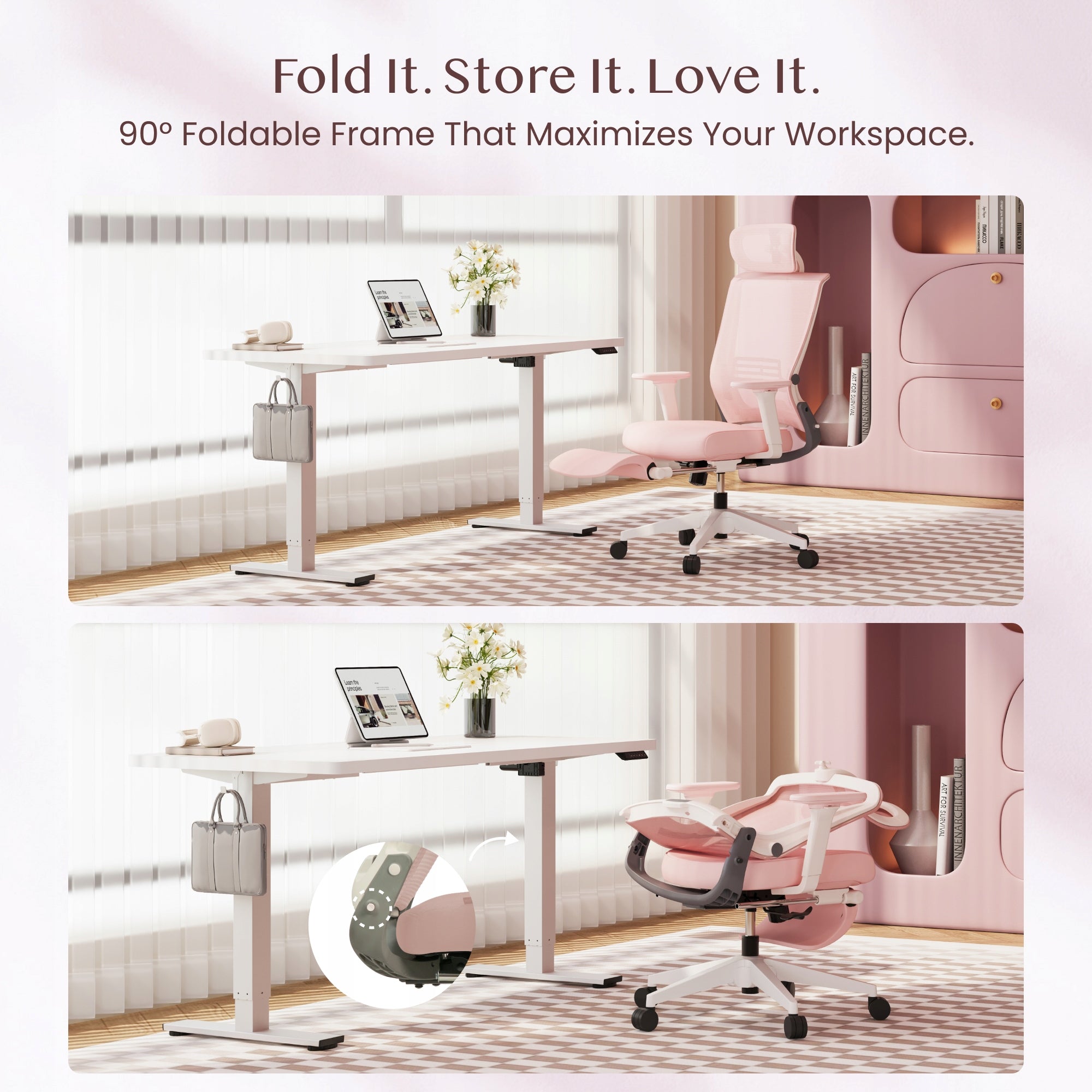 krzeslo biurowe ergonomiczne FLEXISPOT Foldex składane podnóżek siatka TÜV Manufacturer code YZ362