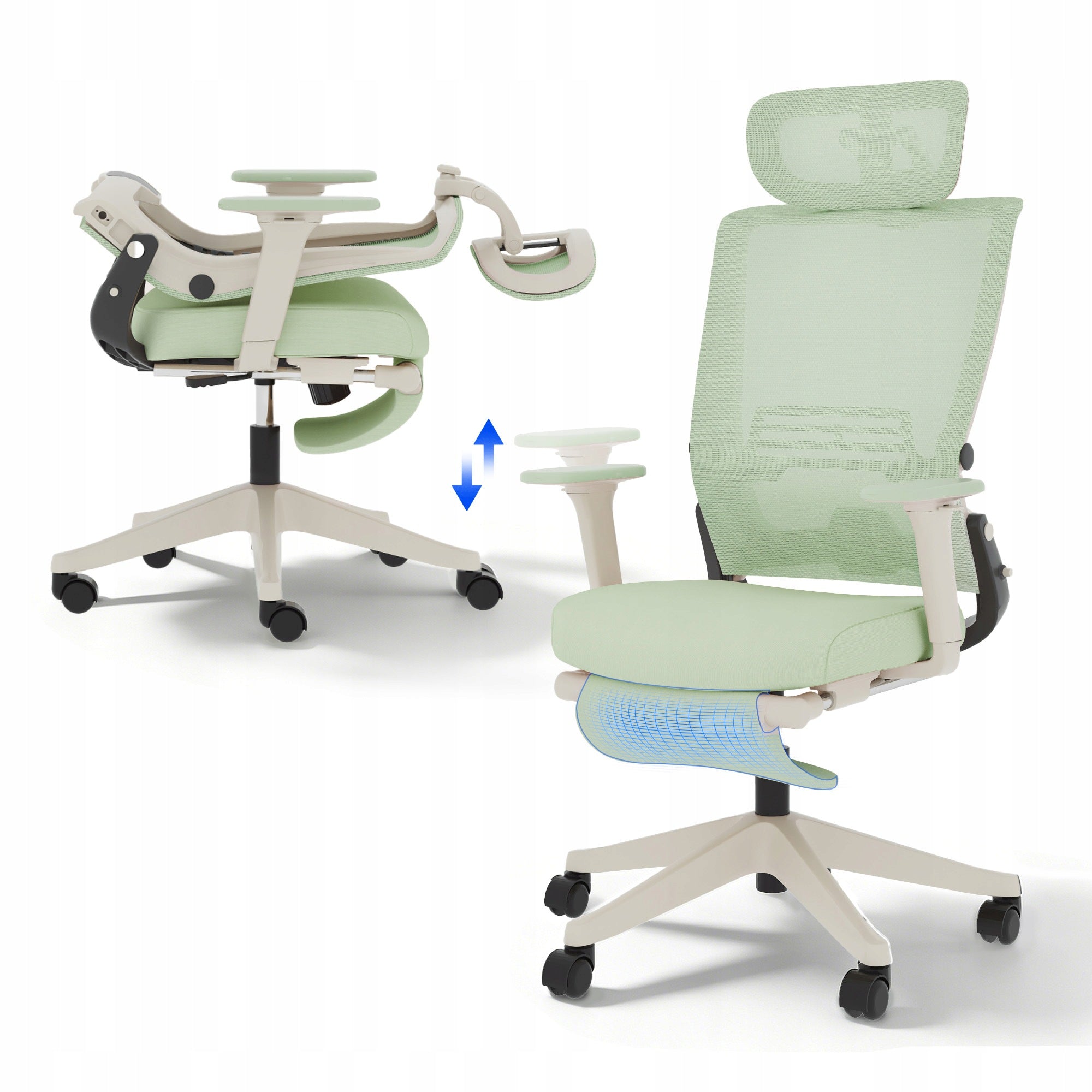 krzeslo biurowe ergonomiczne FLEXISPOT Foldex składane podnóżek siatka TÜV